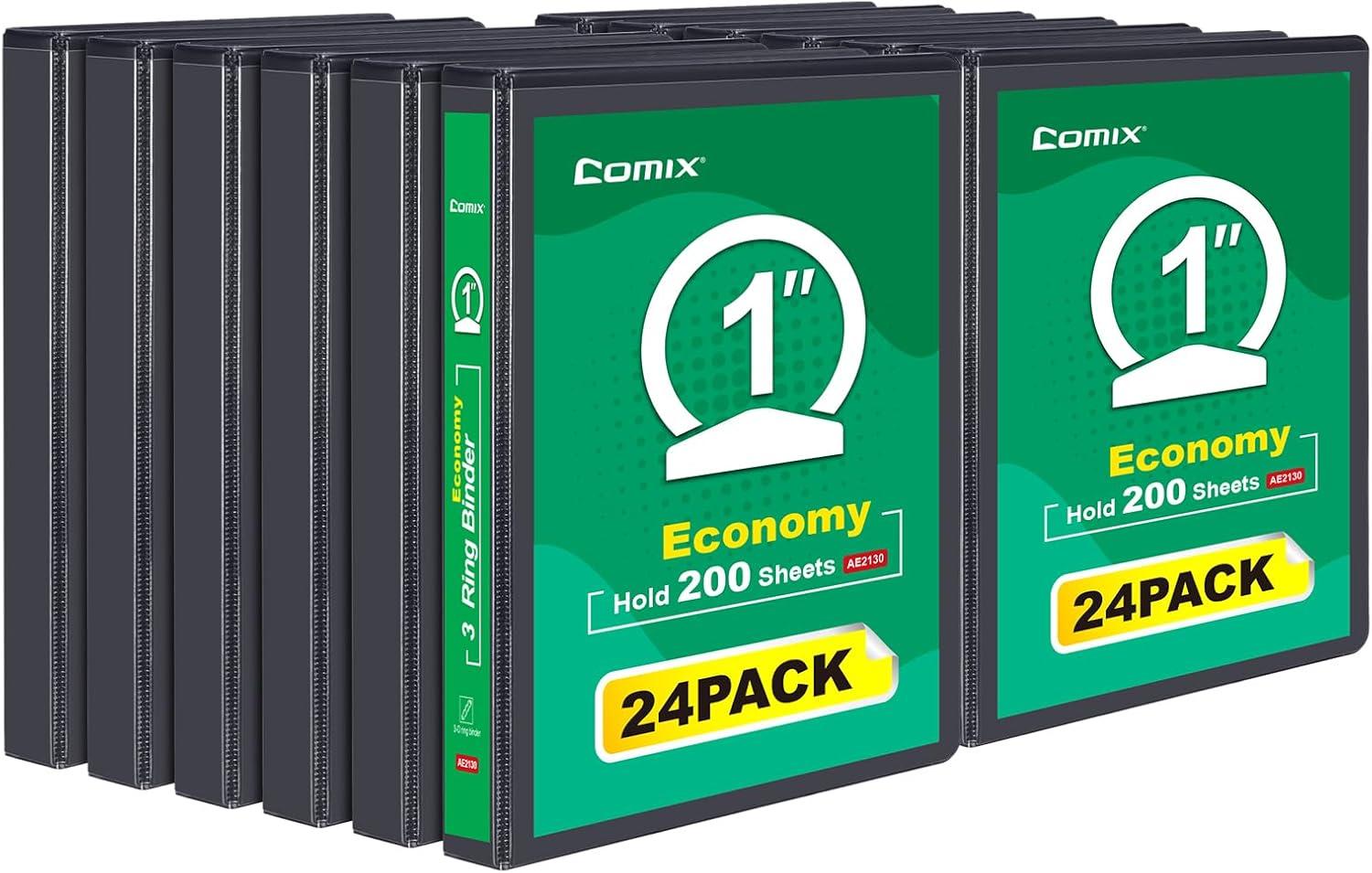 imageCOMIX 3 Ring Binder 1 inch with Clear View Cover 1quot Round Ring BinderHolds 200 Sheets of US Letter Size Paper 8 Pack BlackBlack