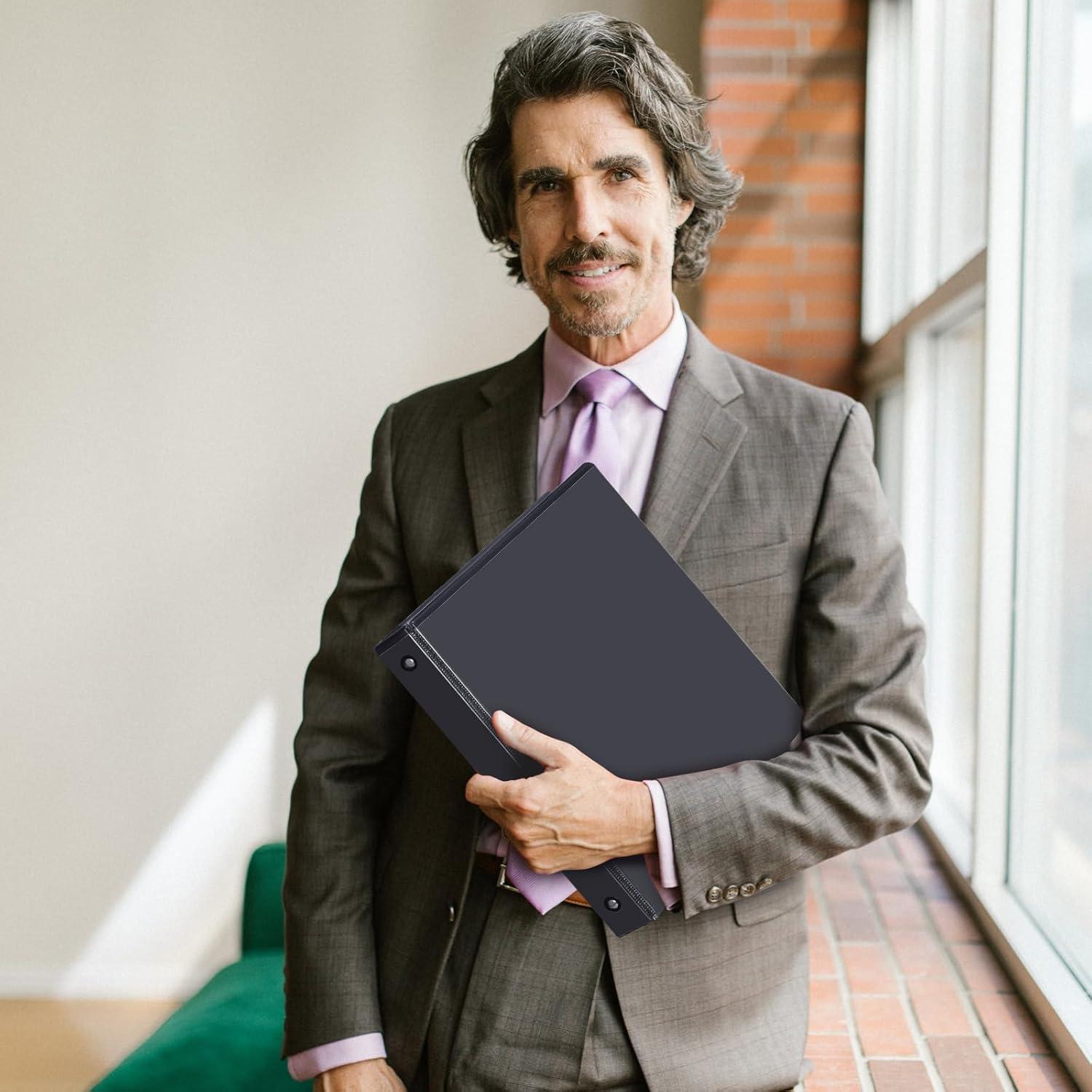 imageCOMIX 3 Ring Binder 1 inch with Clear View Cover 1quot Round Ring BinderHolds 200 Sheets of US Letter Size Paper 8 Pack BlackBlack