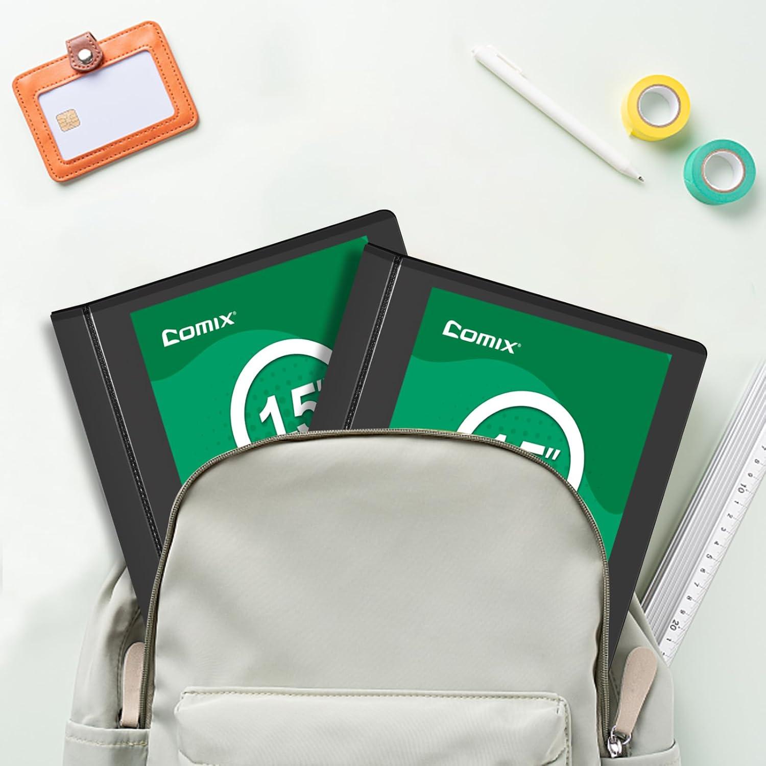 imageCOMIX 3 Ring Binder 1 inch with Clear View Cover 1quot Round Ring BinderHolds 200 Sheets of US Letter Size Paper 8 Pack BlackBlack