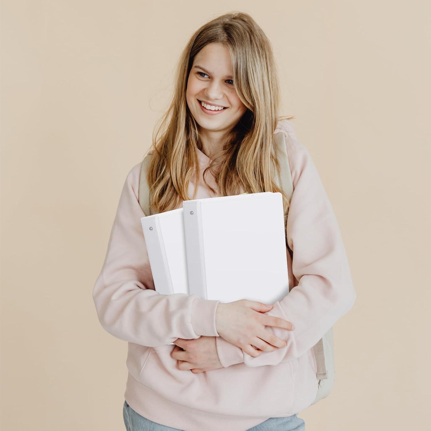 imageCOMIX 3 Ring Binder 1 inch with Clear View Cover 1quot Round Ring BinderHolds 200 Sheets of US Letter Size Paper 8 Pack BlackWhite