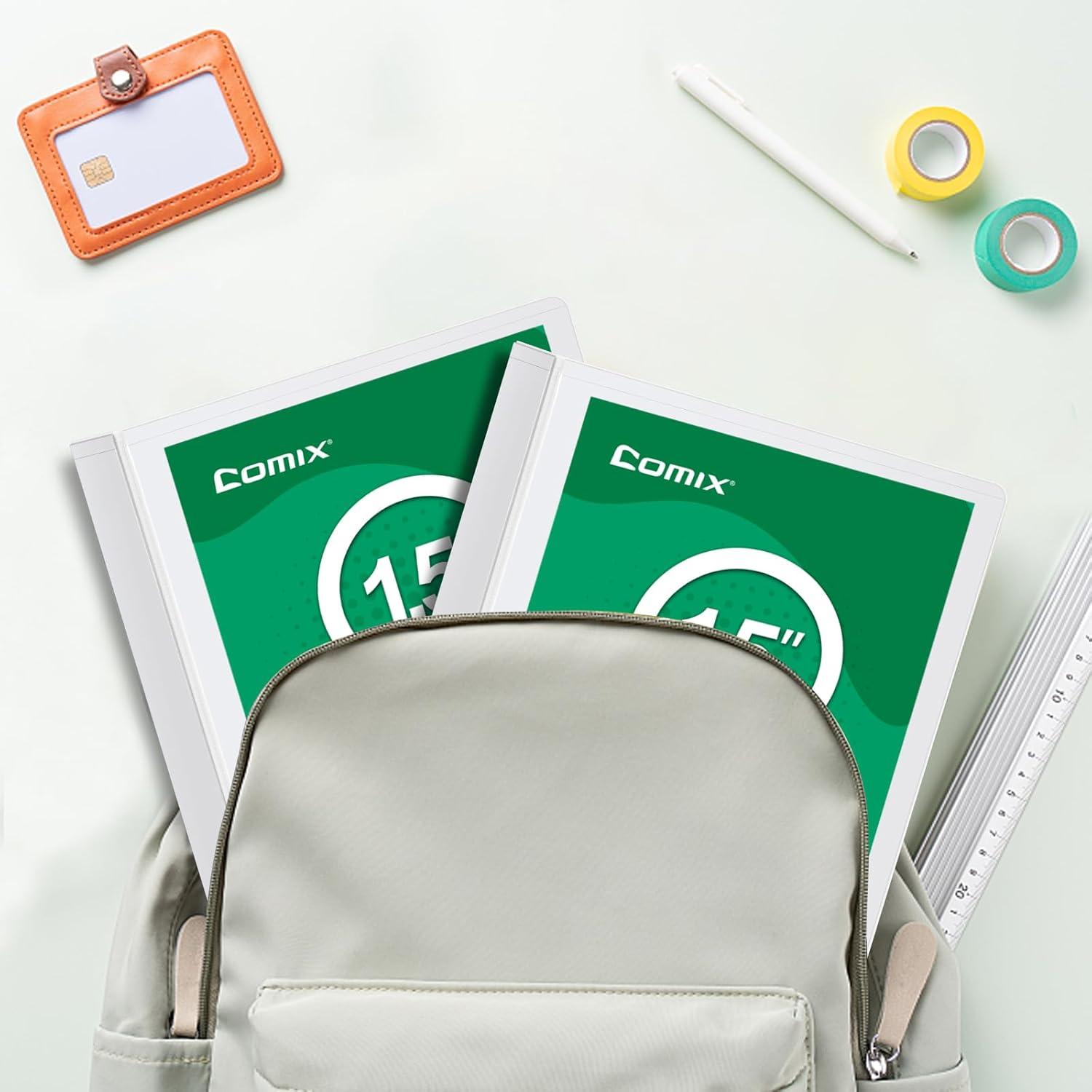 imageCOMIX 3 Ring Binder 1 inch with Clear View Cover 1quot Round Ring BinderHolds 200 Sheets of US Letter Size Paper 8 Pack BlackWhite