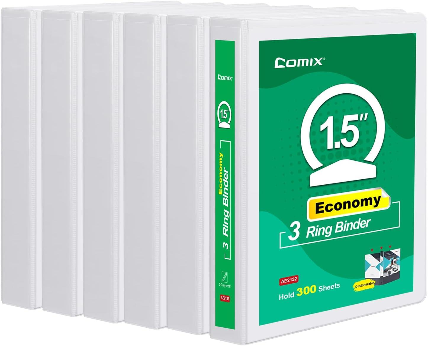 imageCOMIX 3 Ring Binder 1 inch with Clear View Cover 1quot Round Ring BinderHolds 200 Sheets of US Letter Size Paper 8 Pack BlackWhite