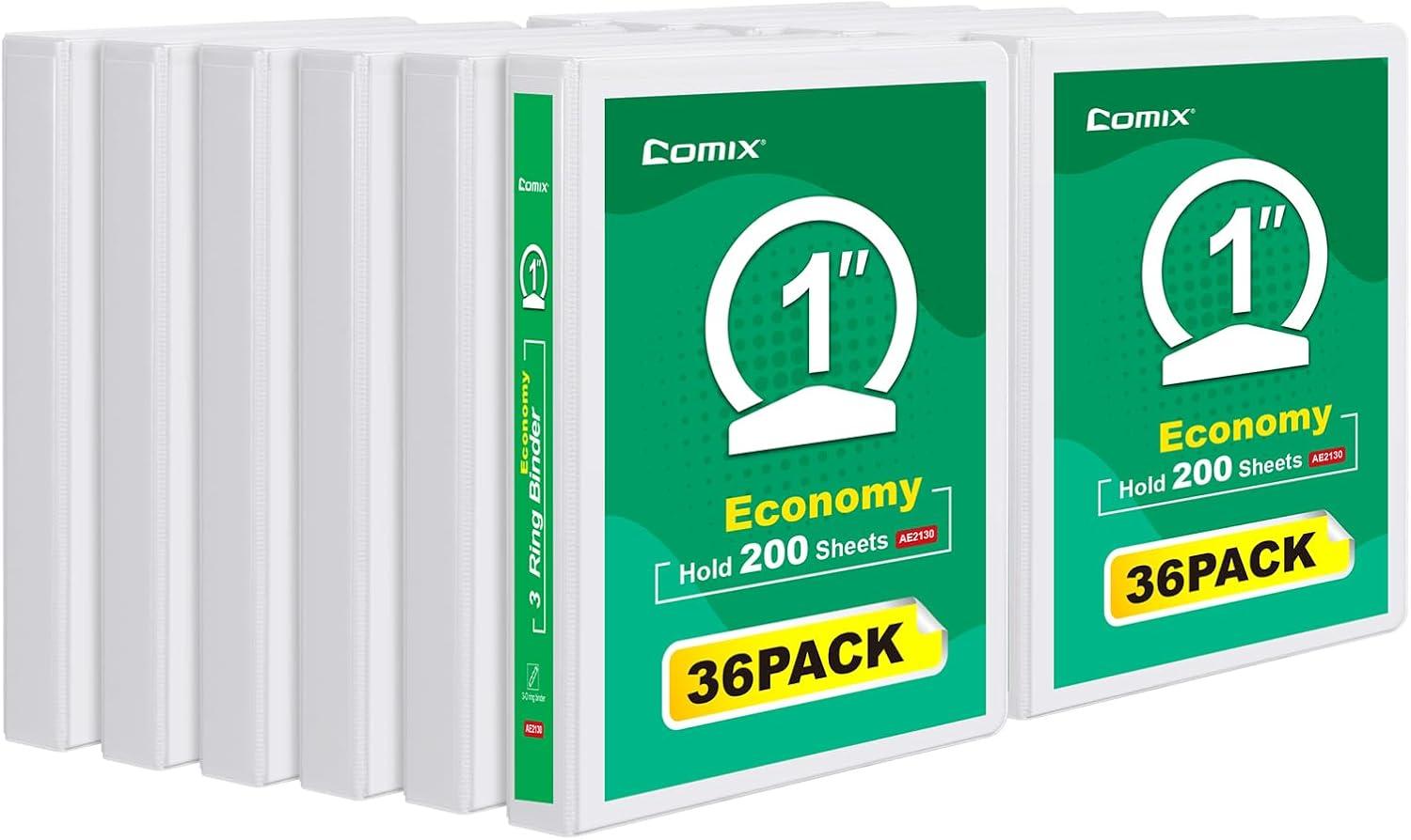 imageCOMIX 3 Ring Binder 1 inch with Clear View Cover 1quot Round Ring BinderHolds 200 Sheets of US Letter Size Paper 8 Pack BlackWhite