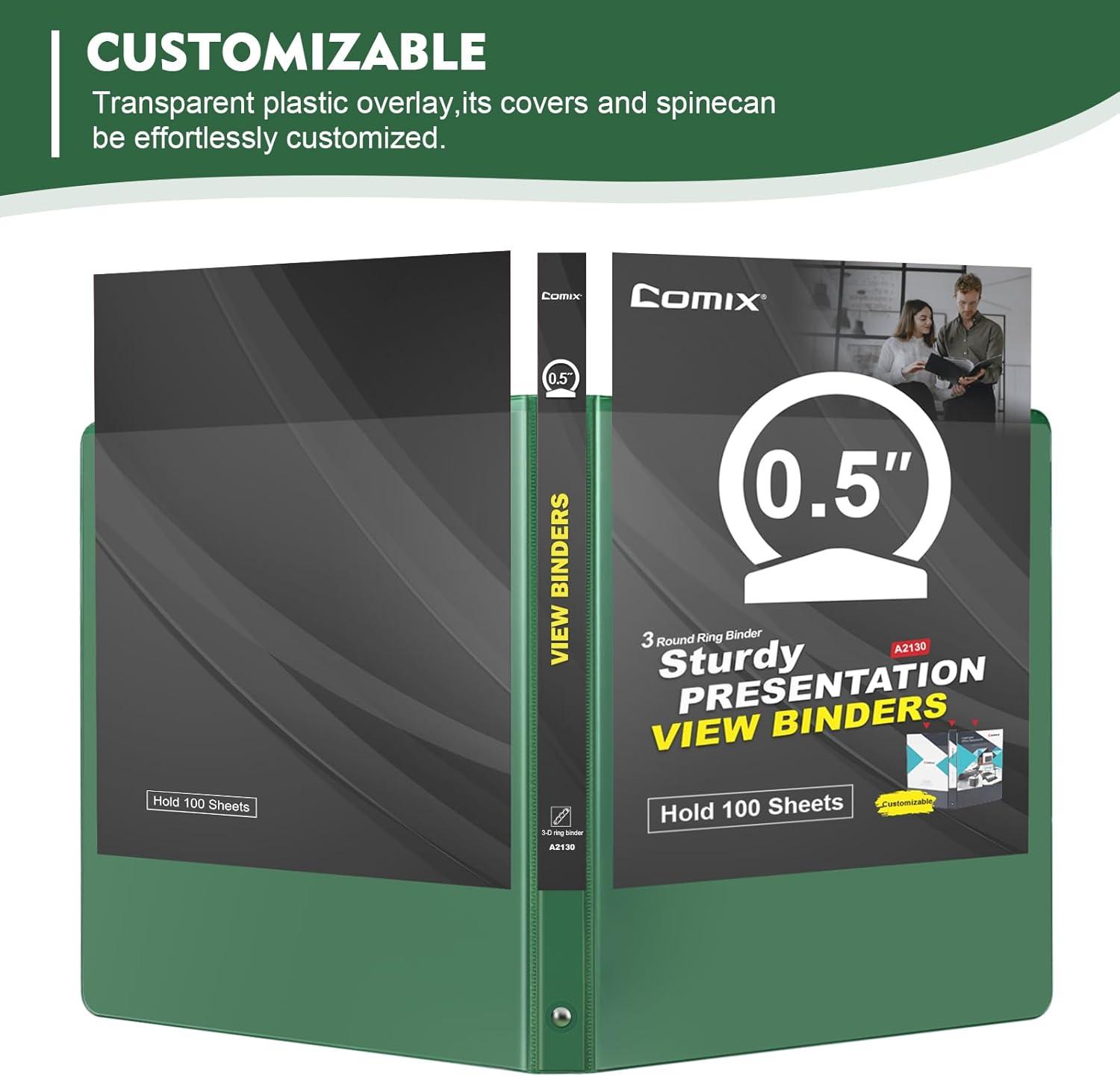 imageCOMIX 3 Ring Binder 1 inch with Clear View Cover 1quot View Binder Holds 200 Sheets of US Letter Size Paper 6 Pack Dark BlueGreen