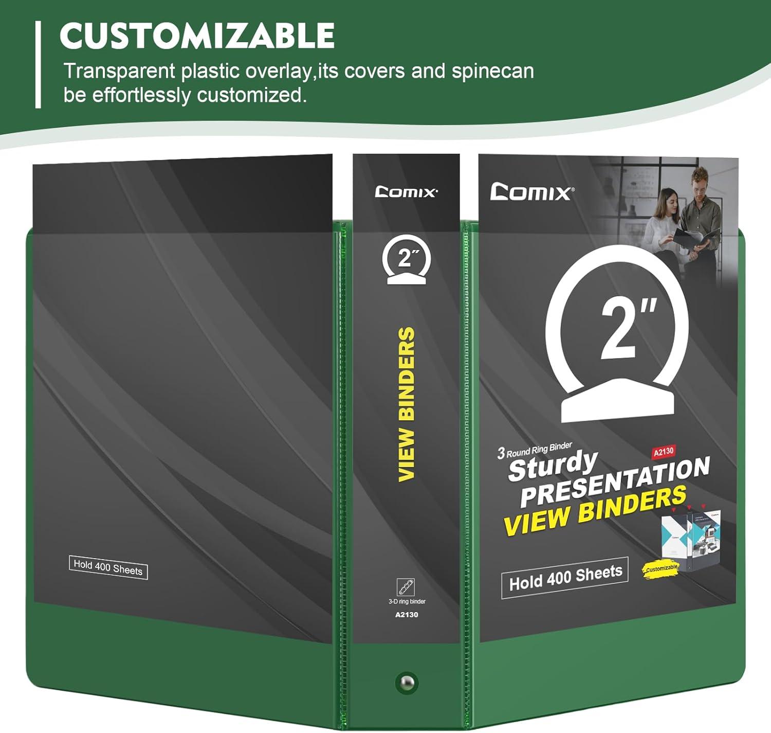 imageCOMIX 3 Ring Binder 1 inch with Clear View Cover 1quot View Binder Holds 200 Sheets of US Letter Size Paper 6 Pack Dark BlueGreen