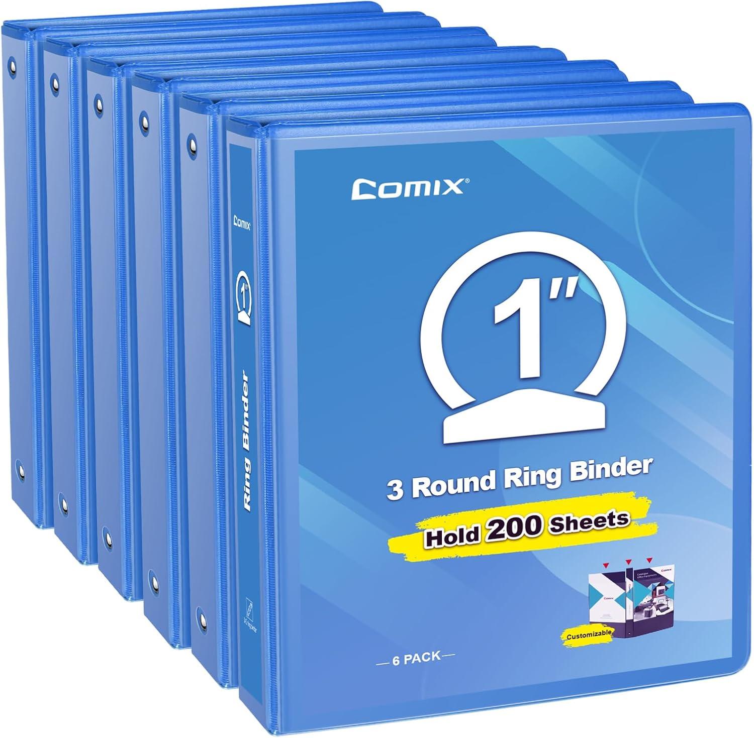 imageCOMIX 3 Ring Binder 1 inch with Clear View Cover 1quot View Binder Holds 200 Sheets of US Letter Size Paper 6 Pack Dark BlueLight Blue
