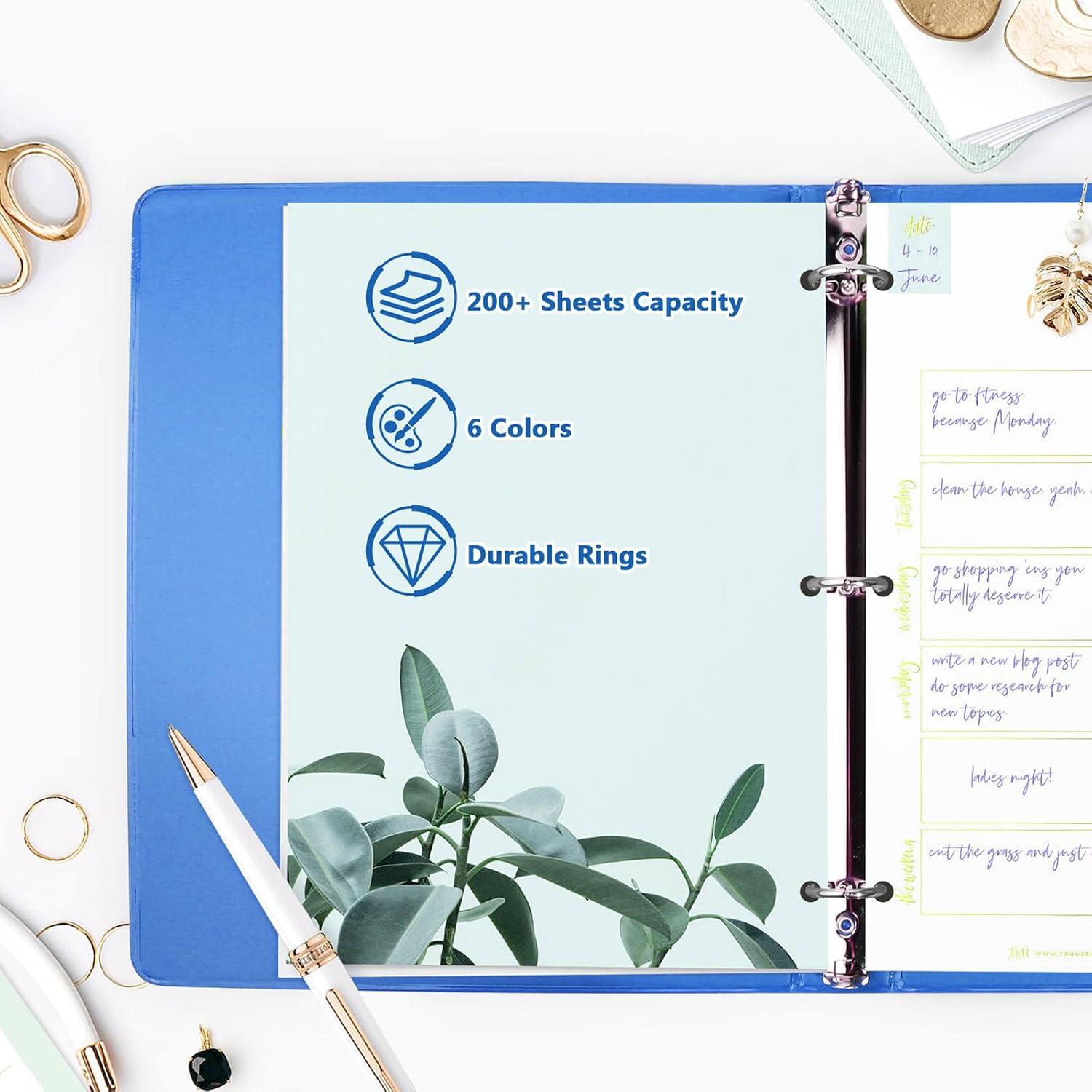 imageCOMIX 3 Ring Binder 1 inch with Clear View Cover 1quot View Binder Holds 200 Sheets of US Letter Size Paper 6 Pack Dark BlueLight Blue