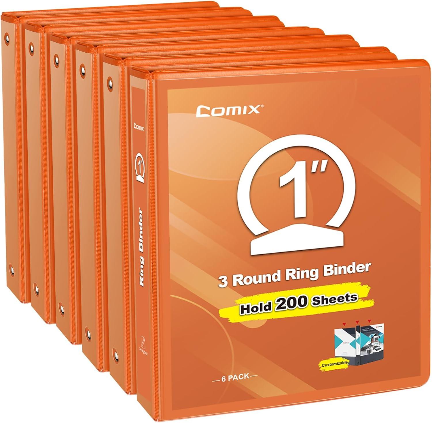 imageCOMIX 3 Ring Binder 1 inch with Clear View Cover 1quot View Binder Holds 200 Sheets of US Letter Size Paper 6 Pack Dark BlueOrange