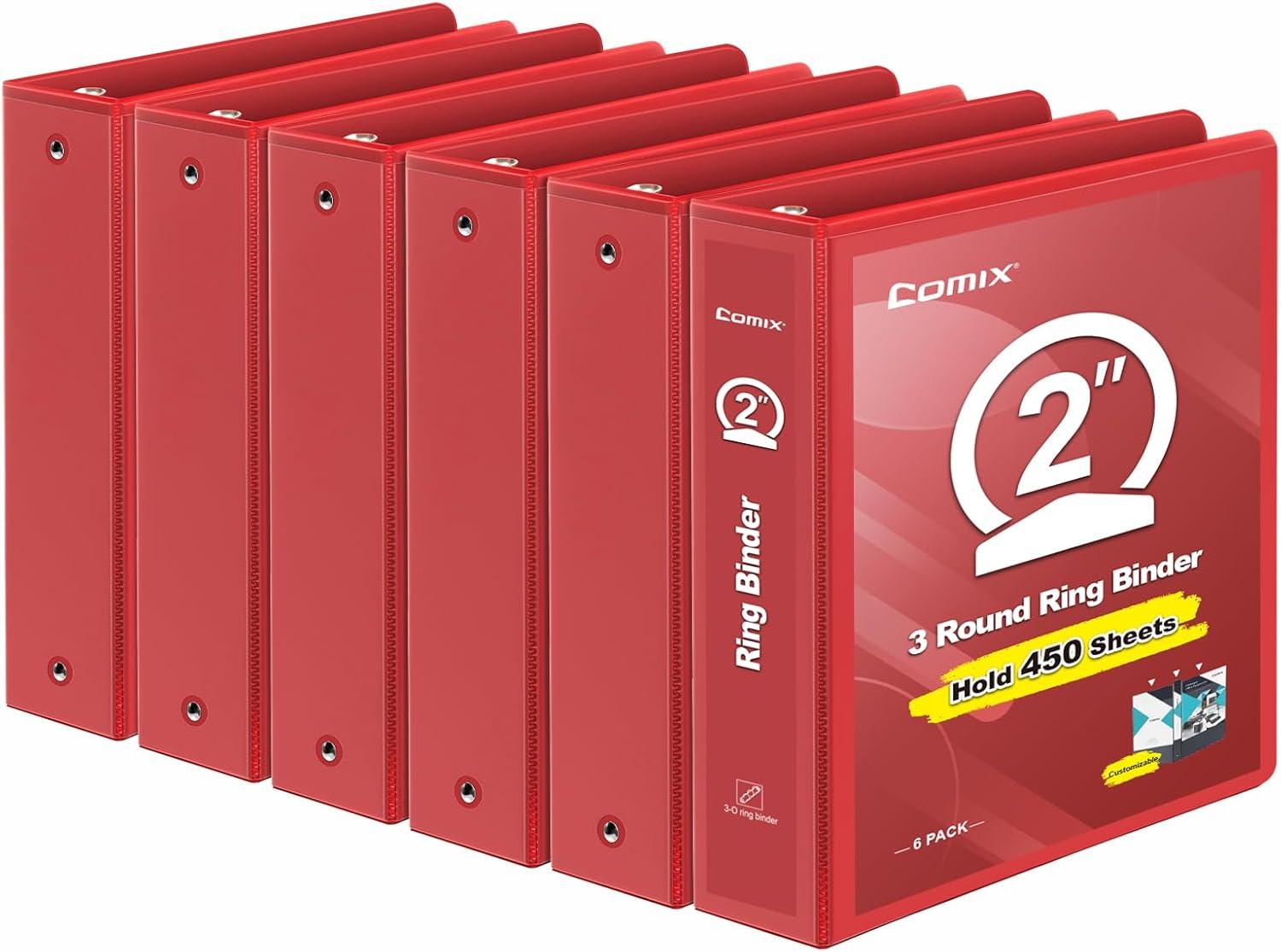 imageCOMIX 3 Ring Binder 1 inch with Clear View Cover 1quot View Binder Holds 200 Sheets of US Letter Size Paper 6 Pack Dark BlueRed