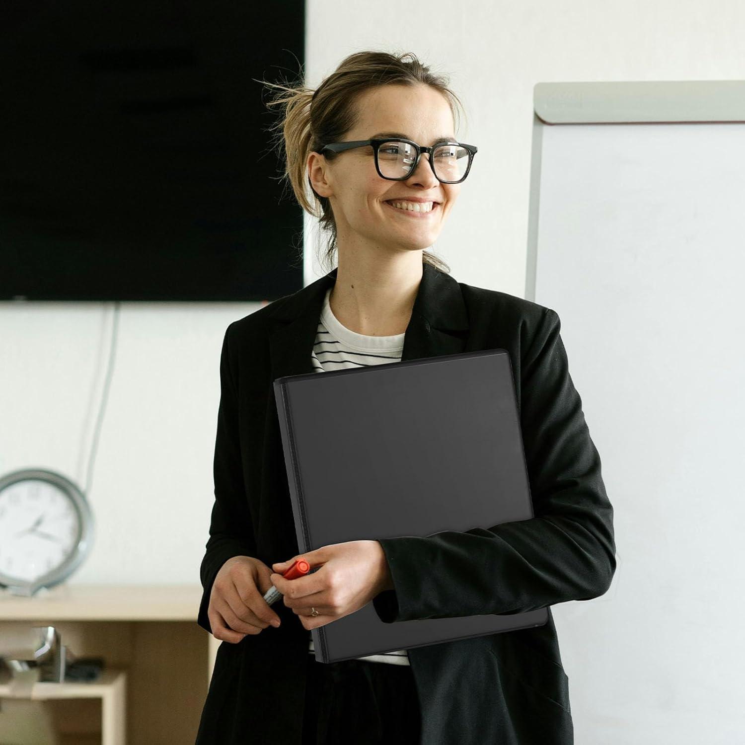 imageCOMIX 3 Ring Binder15 inch SlantD Clear View Cover with Pockets Holds 350 Sheets of US Letter Size Paper White Binder for School Office and Home 6 PackBlack