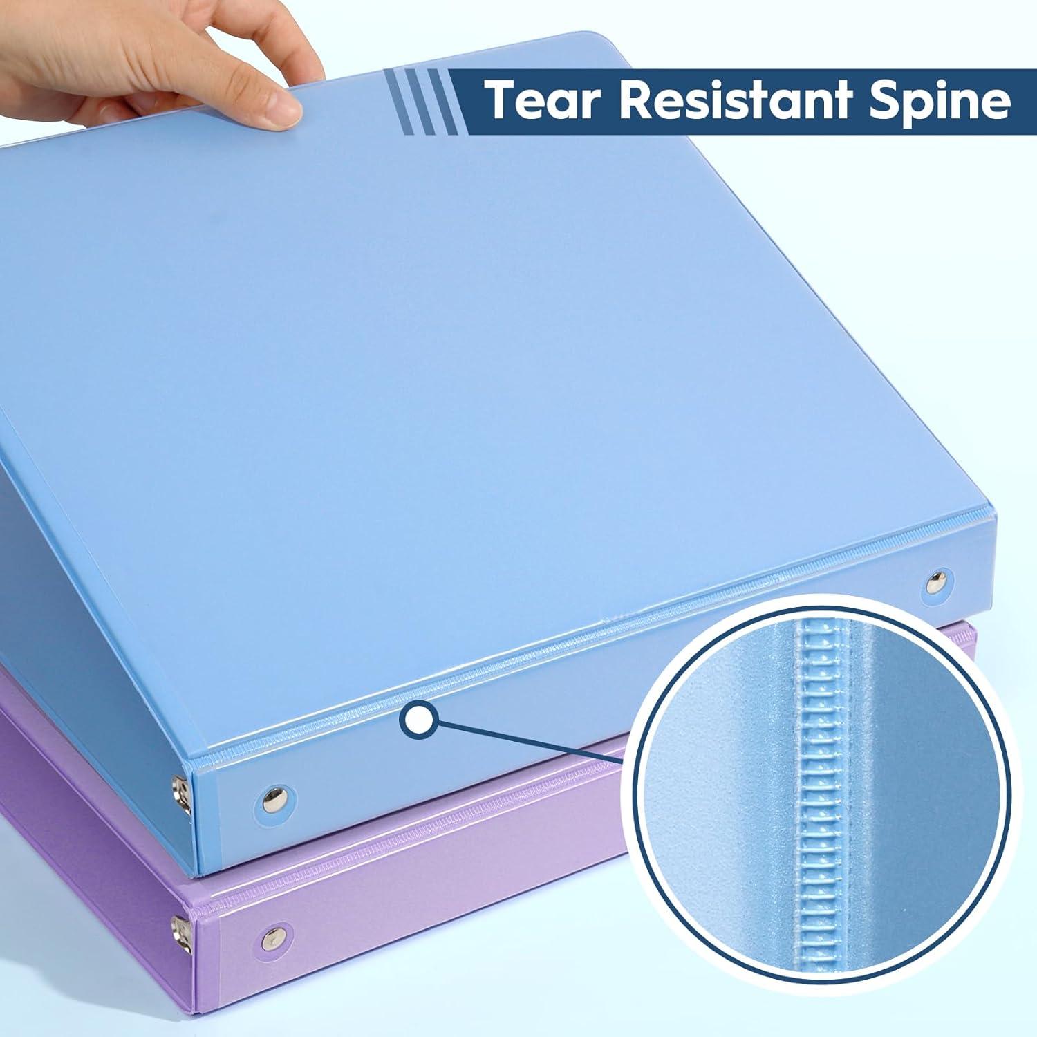 imageCOMIX Standard 3 Ring Binder 1 inch with Clear View Cover 1quot Round Ring View Binder Holds 200 Sheets of US Letter Size Paper 6 Pack MulticoloredPale Purple