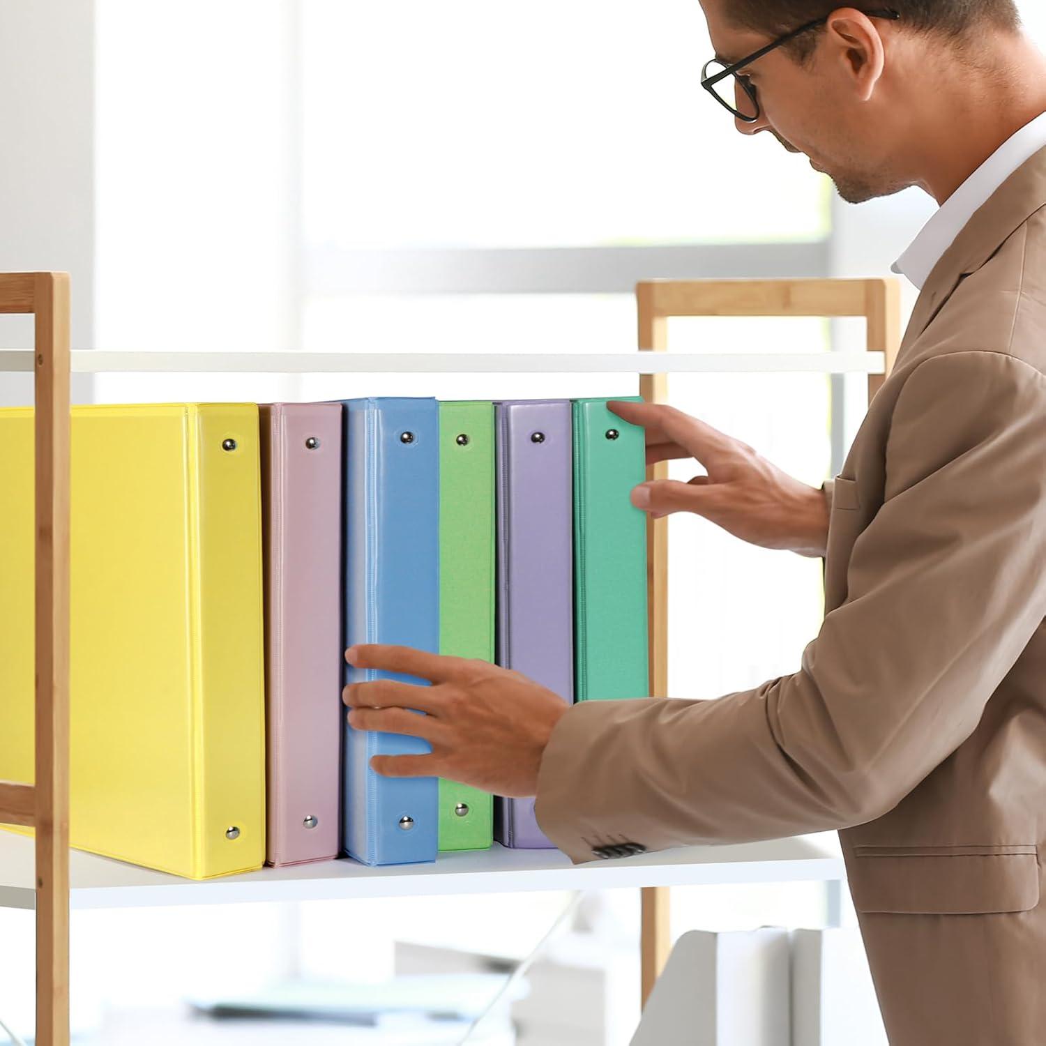 imageCOMIX Standard 3 Ring Binder 1 inch with Clear View Cover 1quot Round Ring View Binder Holds 200 Sheets of US Letter Size Paper 6 Pack MulticoloredPale Purple