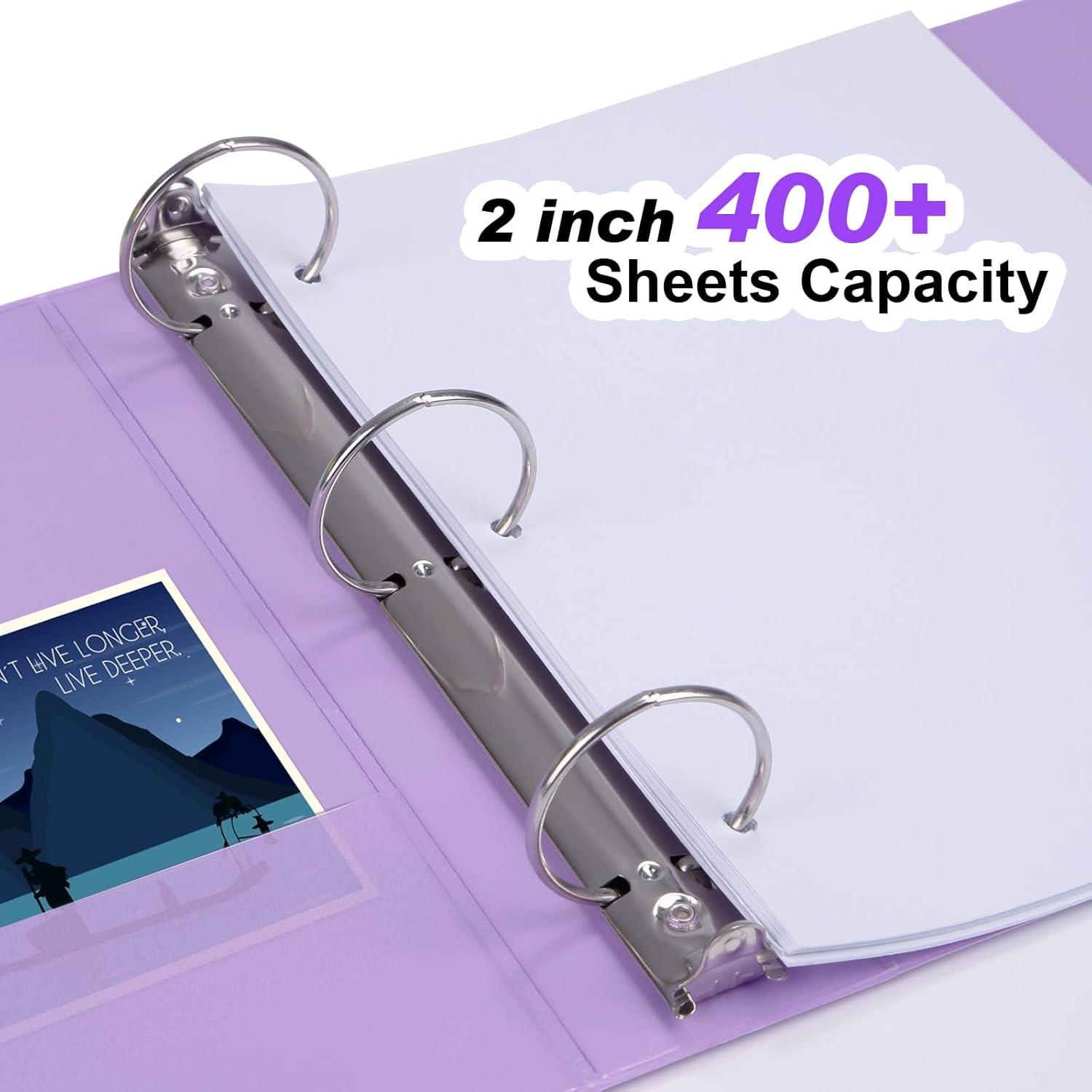 imageCOMIX Standard 3 Ring Binder 1 inch with Clear View Cover 1quot Round Ring View Binder Holds 200 Sheets of US Letter Size Paper 6 Pack MulticoloredPale Purple