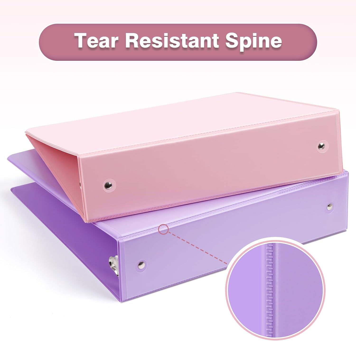 imageCOMIX Standard 3 Ring Binder 1 inch with Clear View Cover 1quot Round Ring View Binder Holds 200 Sheets of US Letter Size Paper 6 Pack MulticoloredPale Purple