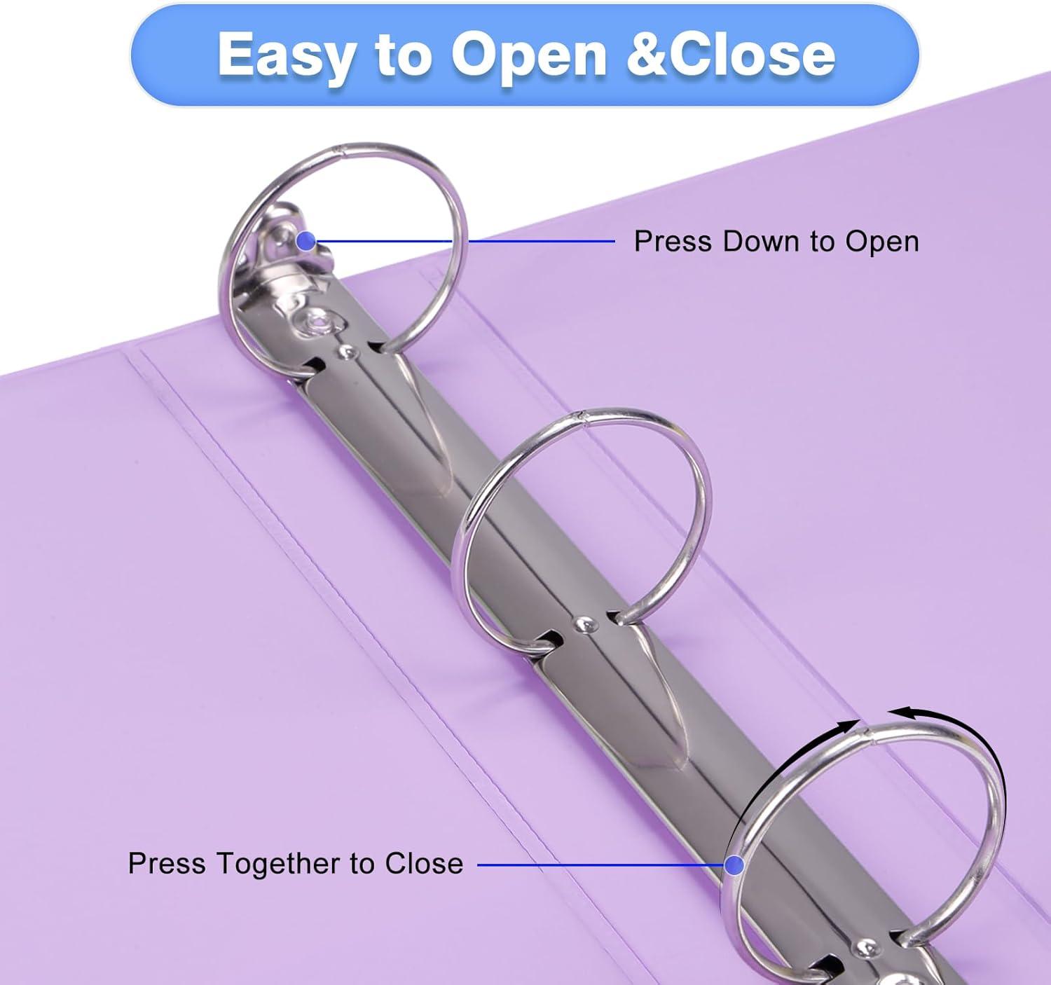 imageCOMIX Standard 3 Ring Binder 1 inch with Clear View Cover 1quot Round Ring View Binder Holds 200 Sheets of US Letter Size Paper 6 Pack MulticoloredPale Purple