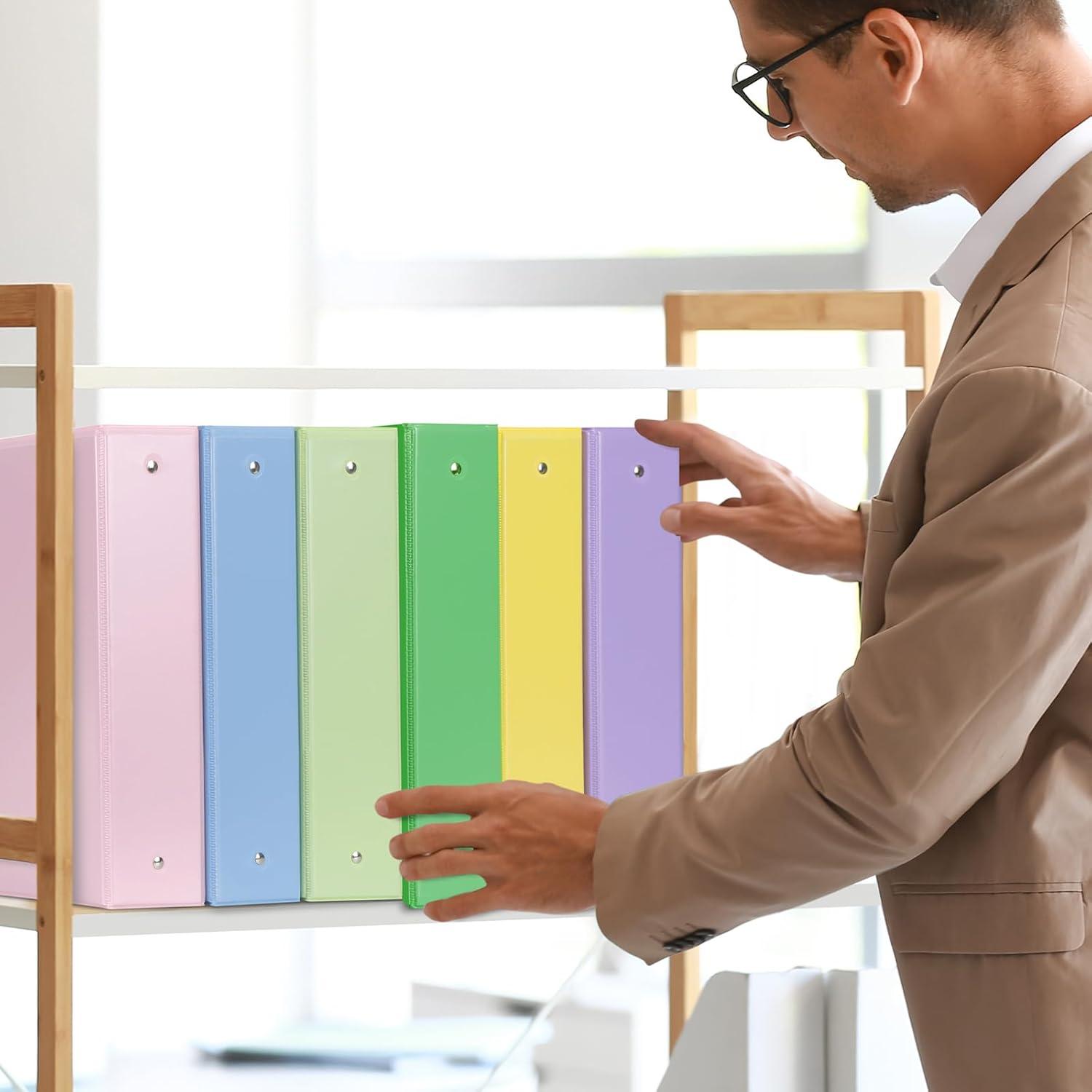 imageCOMIX Standard 3 Ring Binder 1 inch with Clear View Cover 1quot Round Ring View Binder Holds 200 Sheets of US Letter Size Paper 6 Pack MulticoloredPale Purple