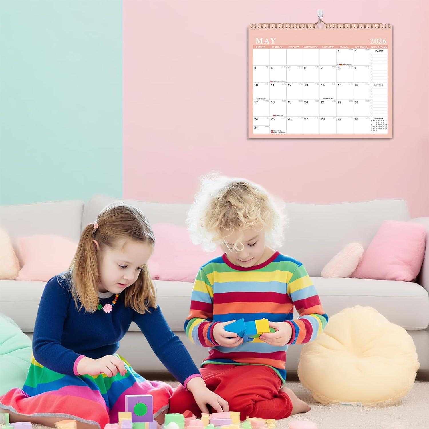 imageComix 2026 Wall Calendar 1114 inches Jan 2026Dec 2026 Macaron Colors12 months Calendar Monthly Planner with Large Writing Blocks For HomeSchool and OfficeMacaron Colors