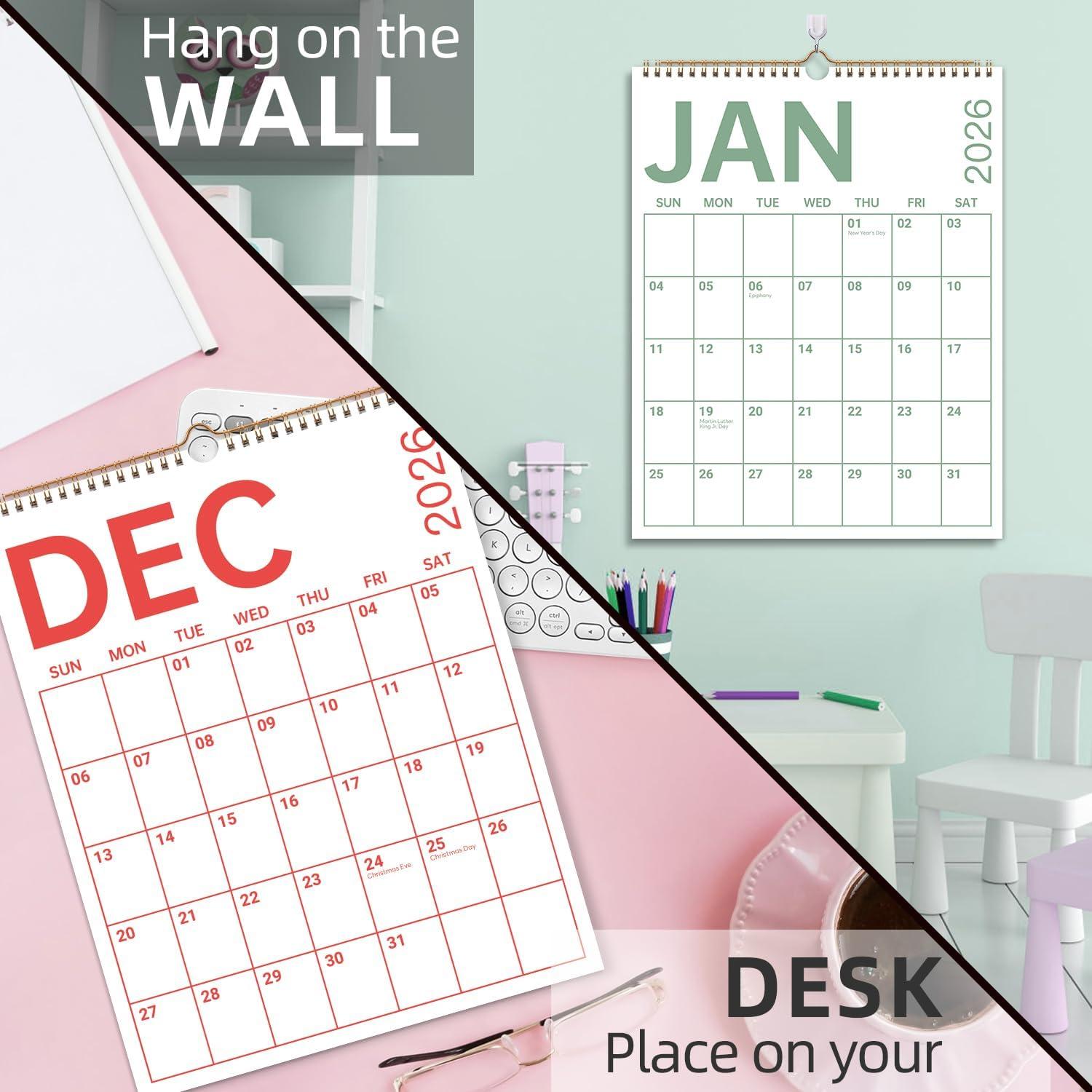 imageComix 2026 Wall Calendar 115x14 Inch 12 Month Jan to Dec 2026 Thick 120GSM Paper Large Blocks Monthly Planner for Notes Home Office ampamp School SchedulingColorful Large Text