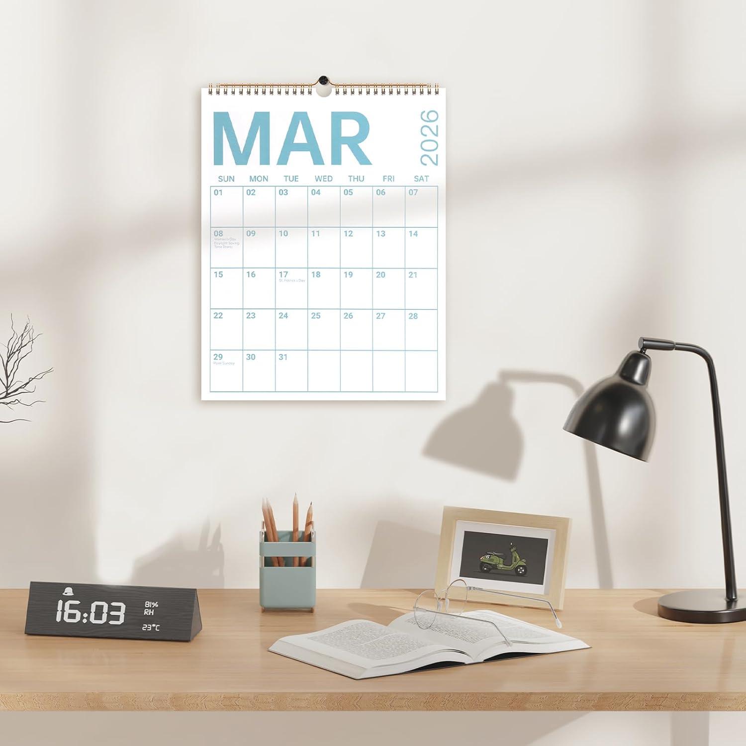 imageComix 2026 Wall Calendar 115x14 Inch 12 Month Jan to Dec 2026 Thick 120GSM Paper Large Blocks Monthly Planner for Notes Home Office ampamp School SchedulingColorful Large Text