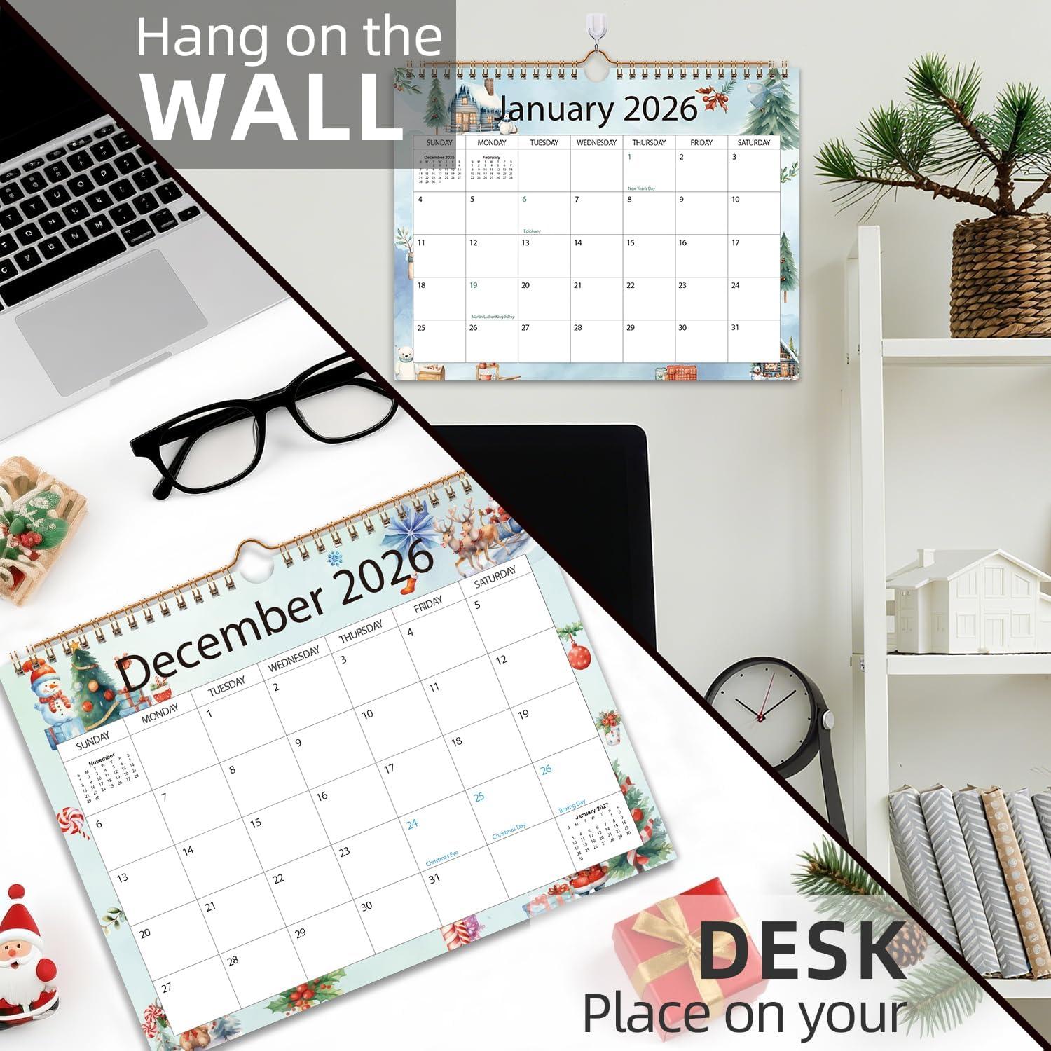 imageComix 2026 Wall Calendar 11x85 Inch 12 Month Jan to Dec 2026 Calendar Monthly Planner with Large Writing Blocks Thick 120GSM Paper for Home ampamp Office PlanningWatercolor Holidays