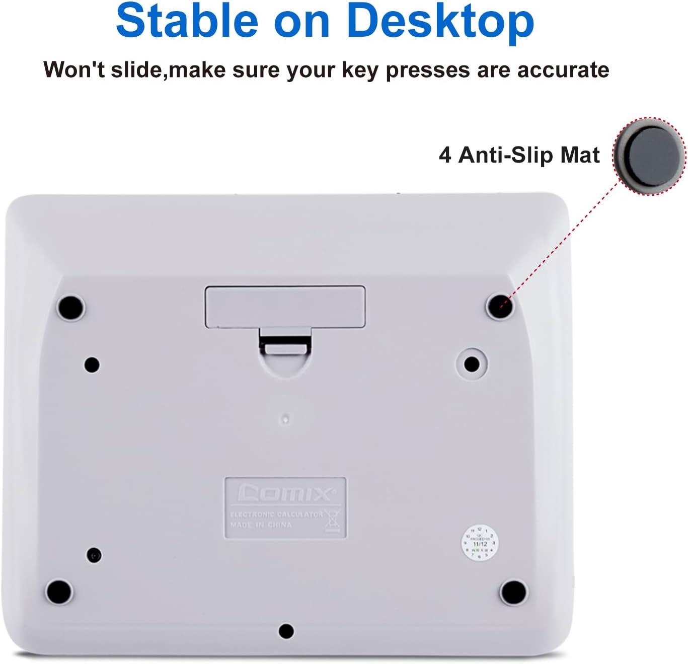 imageComix Desktop Calculator Solar Battery Dual Power with 12Digit Large LCD Display and Large Computer Keys Standard Function Calculator for Home Office School WhiteWhite
