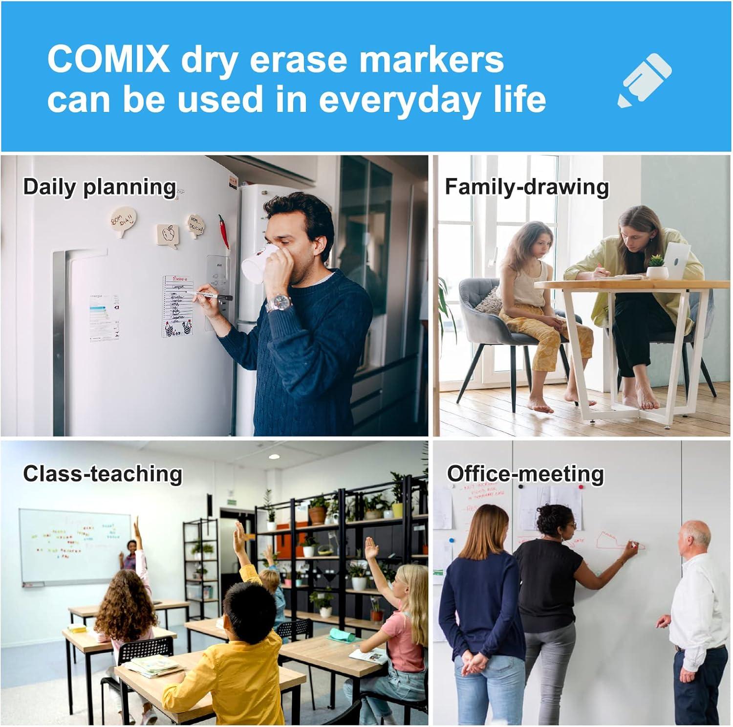 imageComix Dry Erase Markers Fine Tip Whiteboard Magnetic Markers with Eraser Cap 36 Bulk 12 Colors Low Odor Markers for Kids Teachers36 Count 12 Colors