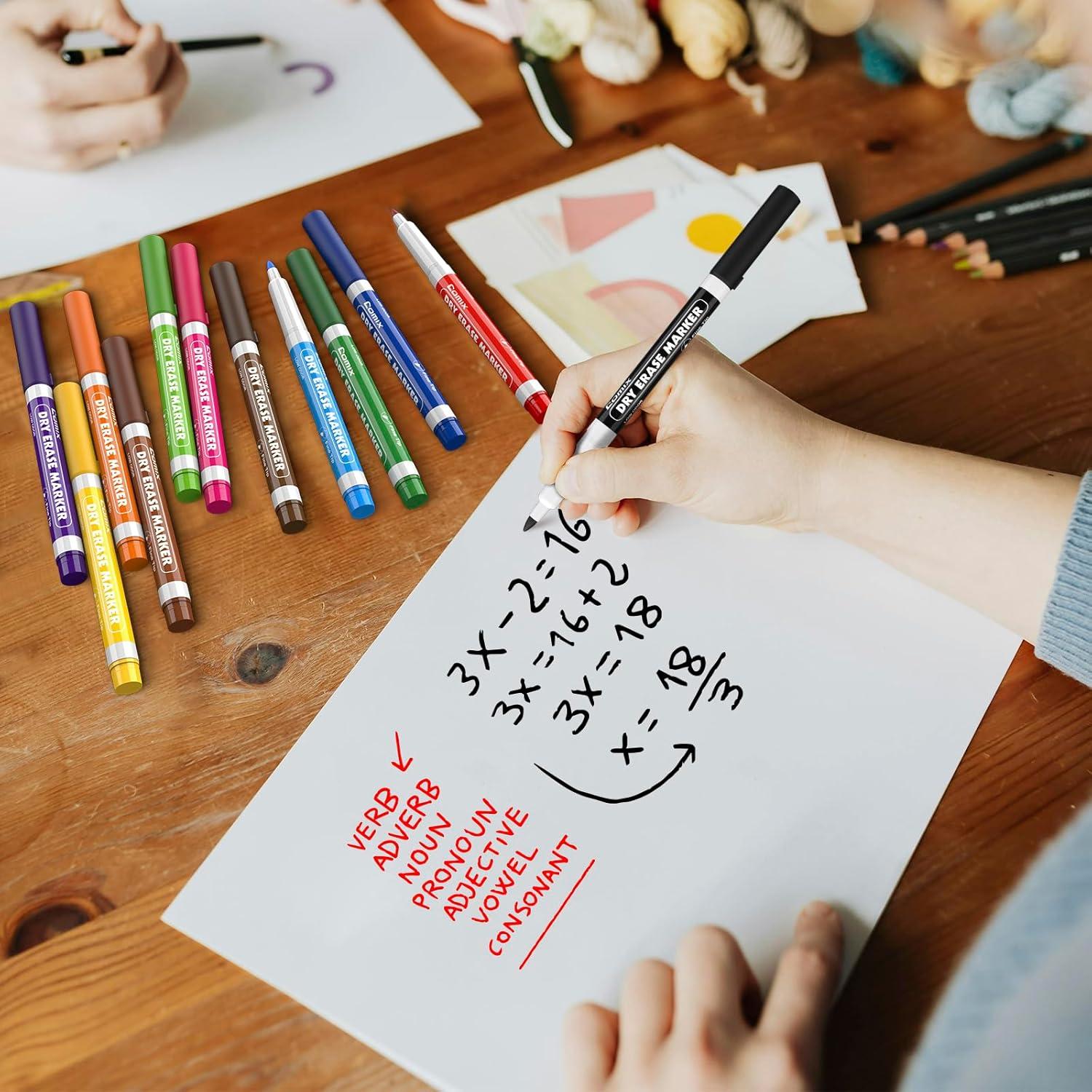 imageComix Fine Tip Dry Erase Markers Low Odor Whiteboard Markers 36 Bulk Black Color Markers for Kids Teachers Office ampamp School Supplies