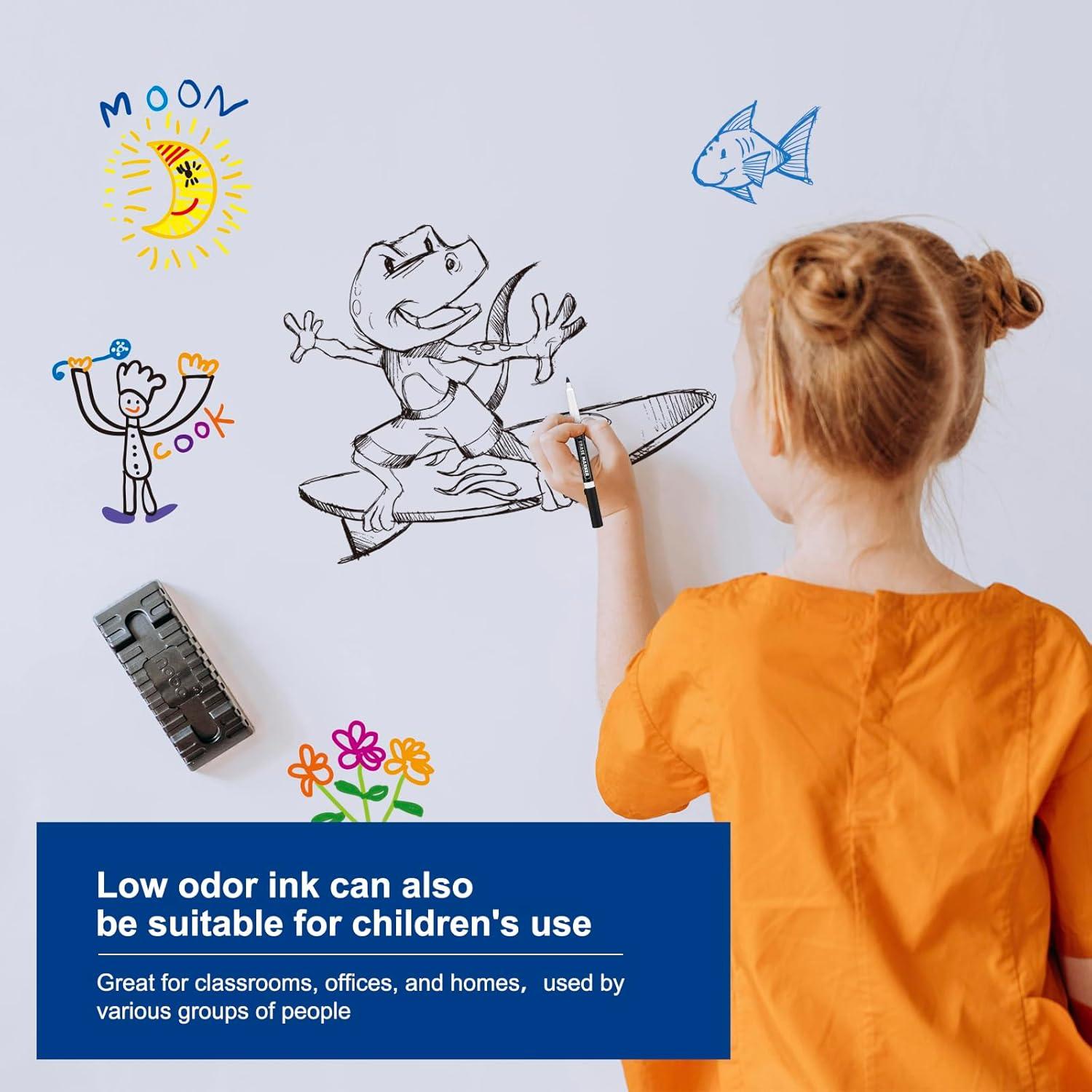 imageComix Fine Tip Dry Erase Markers Low Odor Whiteboard Markers 36 Bulk Black Color Markers for Kids Teachers Office ampamp School Supplies