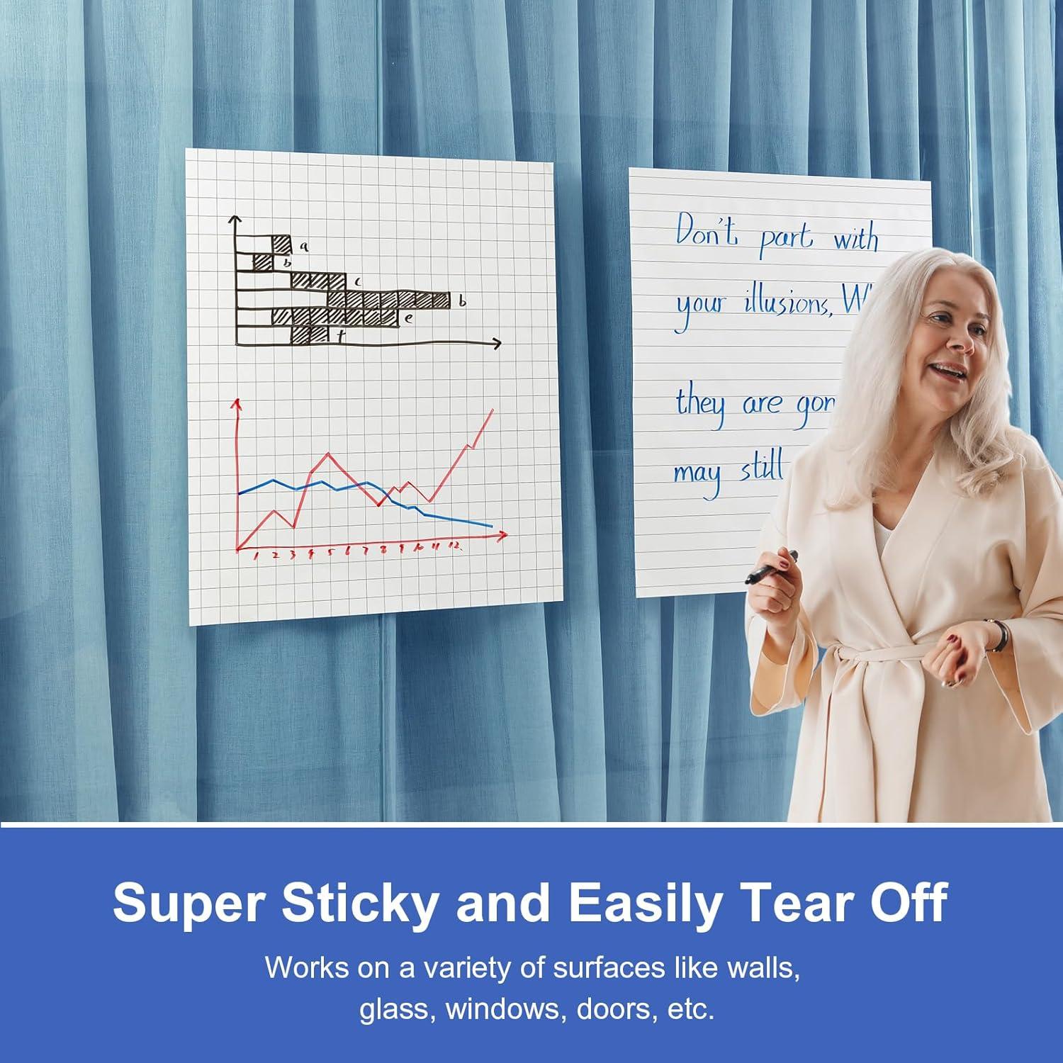 imageComix Grid Sticky Easel Pad 25 x 30 Inches Flip Chart Paper for Teachers Large SelfStick Pads for Office School 30 SheetsPad 10 PadsPack