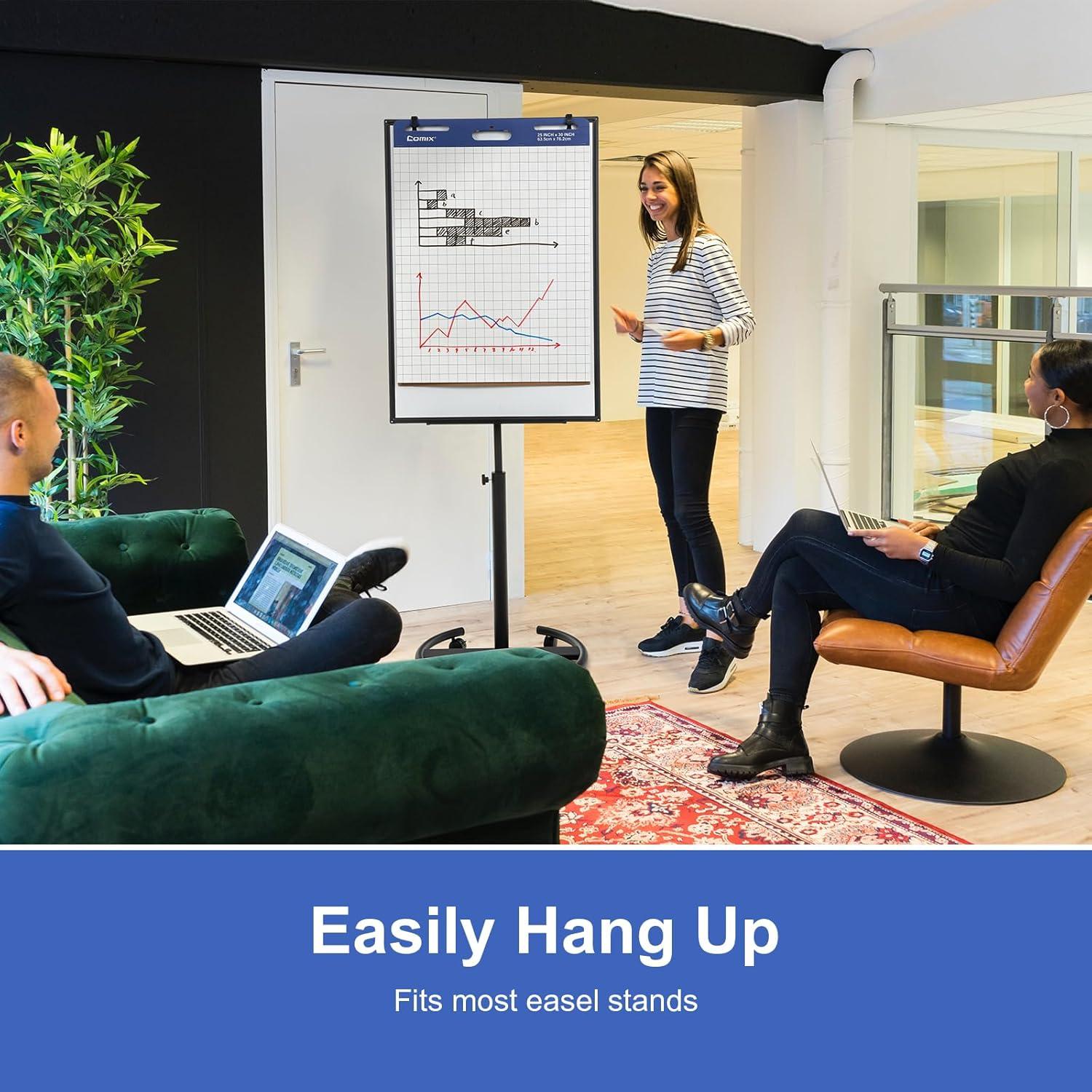 imageComix Grid Sticky Easel Pad 25 x 30 Inches Flip Chart Paper for Teachers Large SelfStick Pads for Office School 30 SheetsPad 2 PadsPack