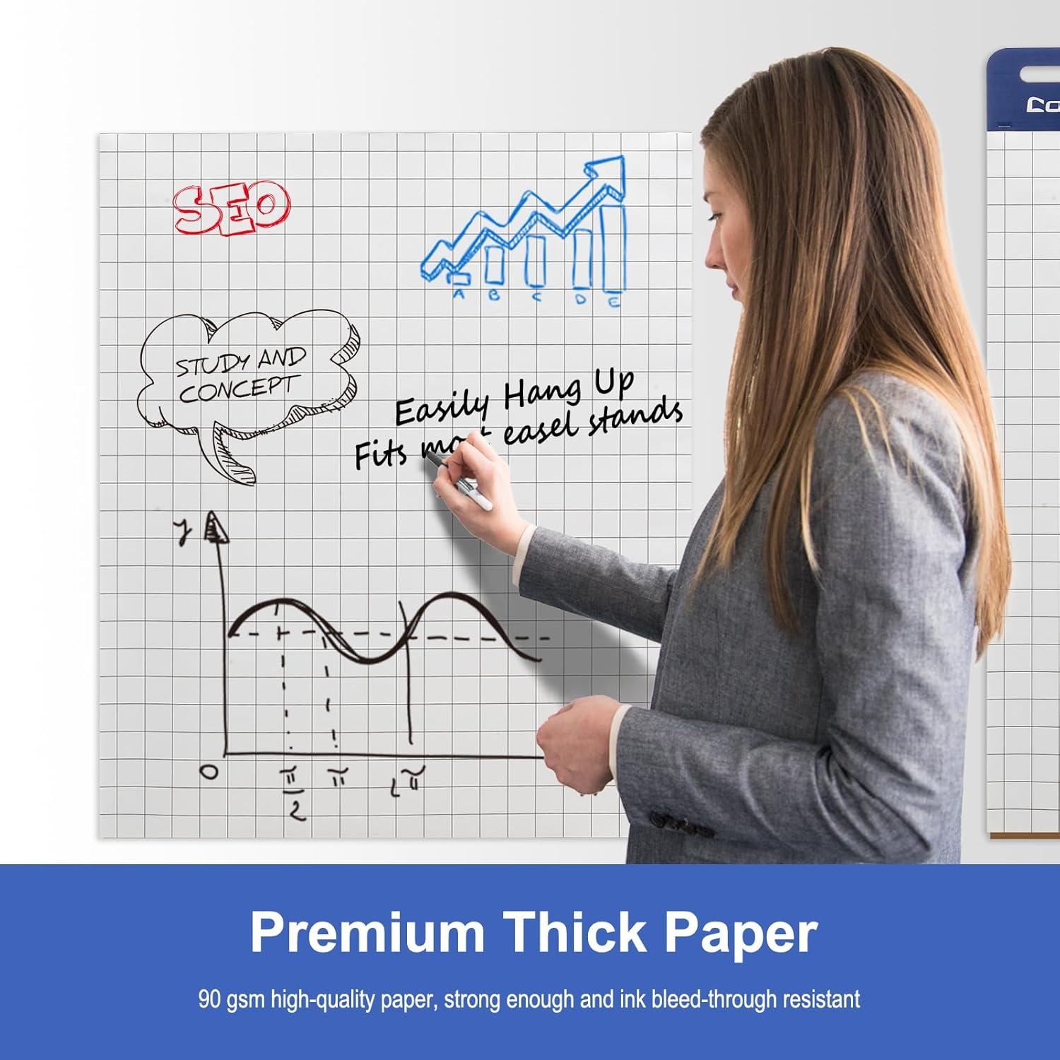 imageComix Grid Sticky Easel Pad 25 x 30 Inches Flip Chart Paper for Teachers Large SelfStick Pads for Office School 30 SheetsPad 2 PadsPack