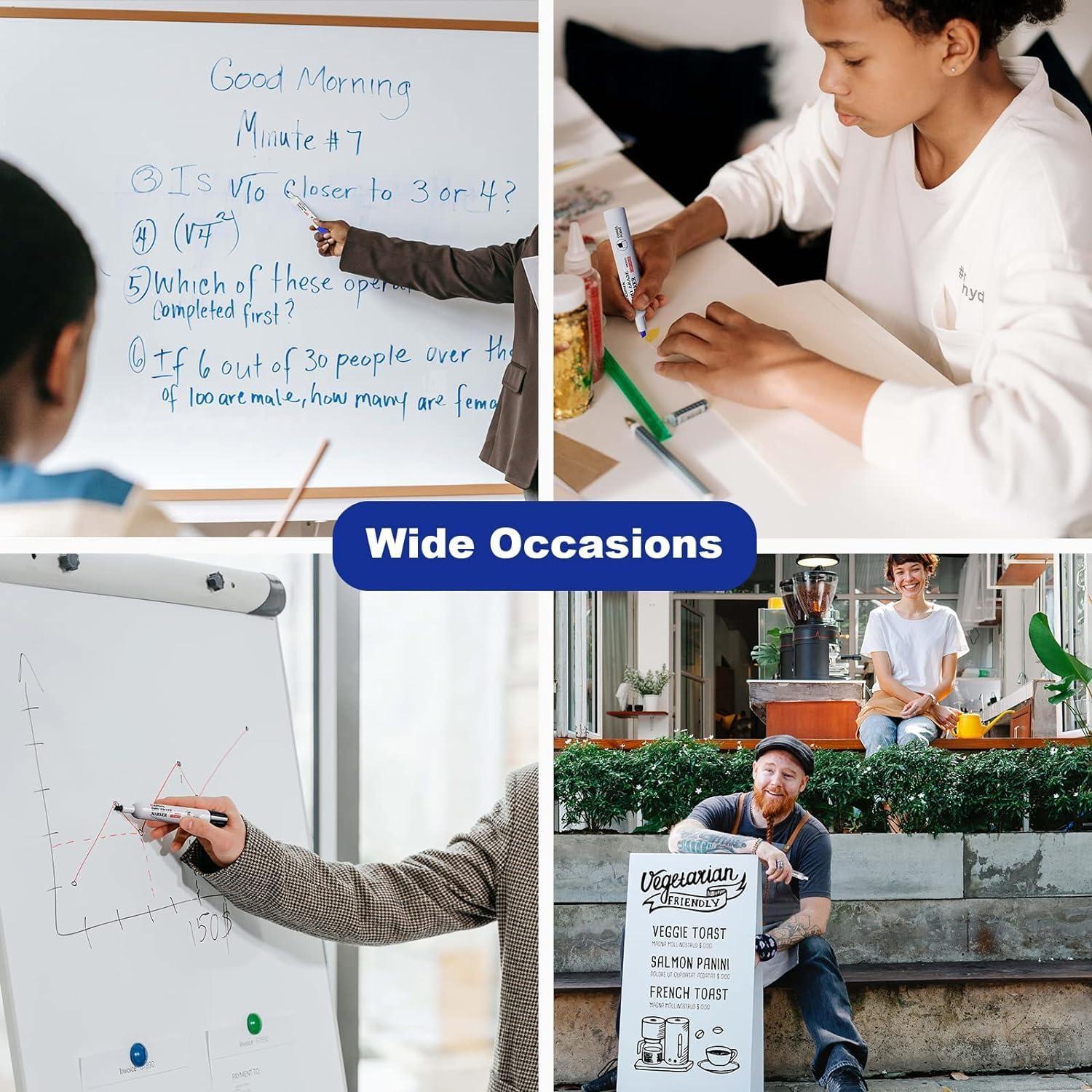 imageComix Low Odor Dry Erase Markers 36 Bulk Black Color Whiteboard Markers Chisel Tip Thick Markers for Kids Teachers12 Count Black Color