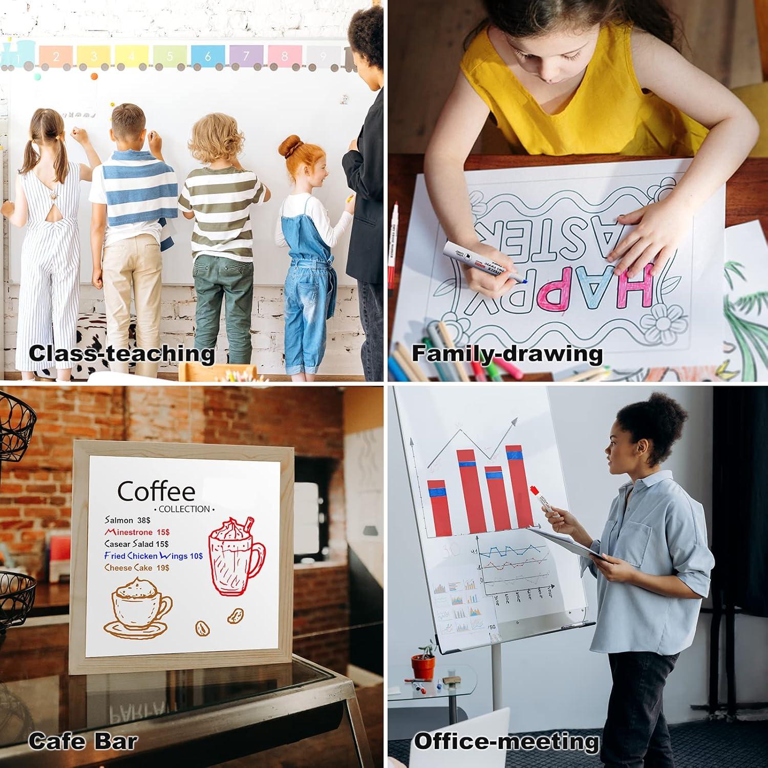 imageComix Low Odor Dry Erase Markers 36 Bulk Black Color Whiteboard Markers Chisel Tip Thick Markers for Kids Teachers36 Count 4 Colors