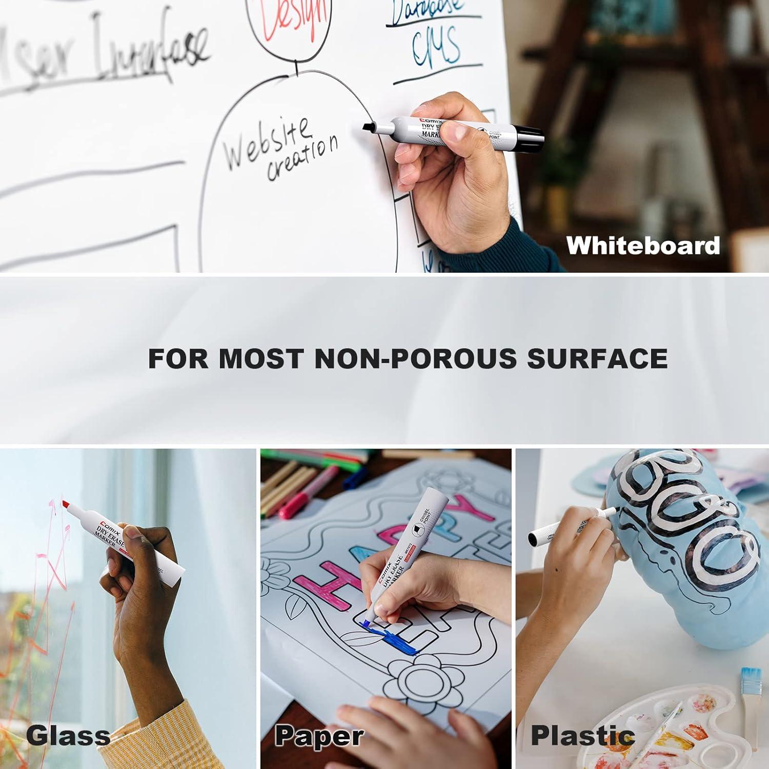 imageComix Low Odor Dry Erase Markers 36 Bulk Black Color Whiteboard Markers Chisel Tip Thick Markers for Kids Teachers36 Count 4 Colors