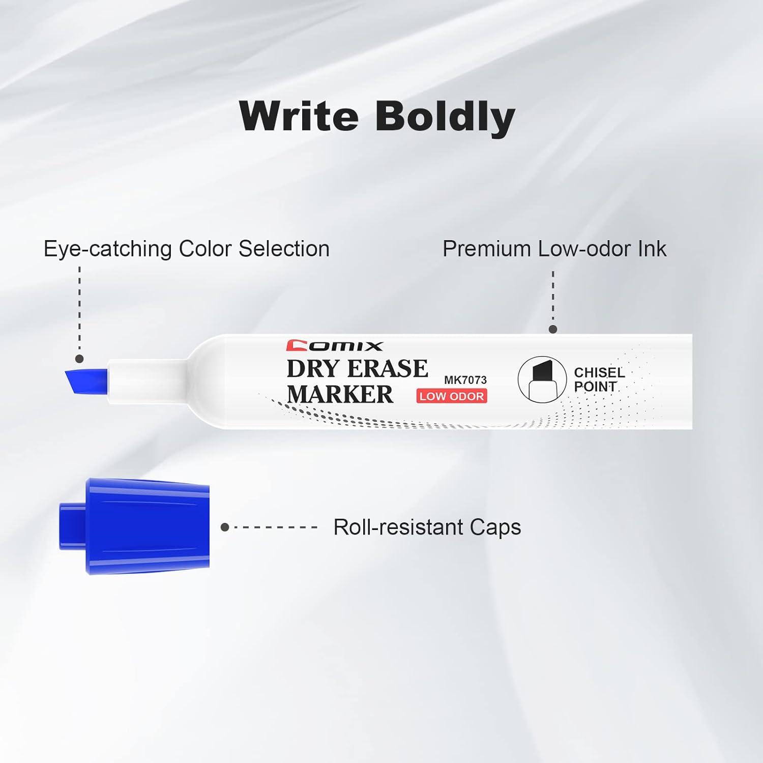 imageComix Low Odor Dry Erase Markers 36 Bulk Black Color Whiteboard Markers Chisel Tip Thick Markers for Kids Teachers36 Count 4 Colors