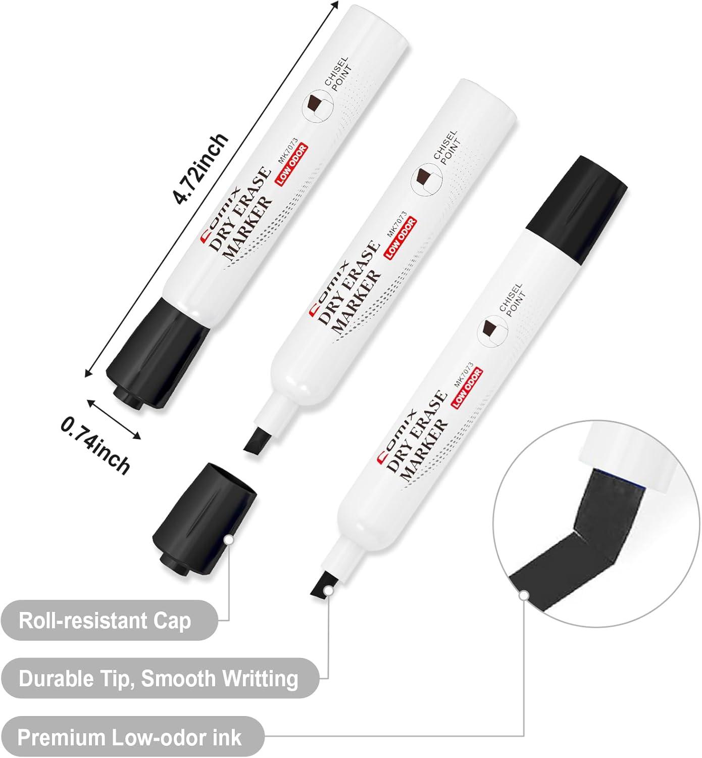 imageComix Low Odor Dry Erase Markers 36 Bulk Black Color Whiteboard Markers Chisel Tip Thick Markers for Kids Teachers36 Count Black Color