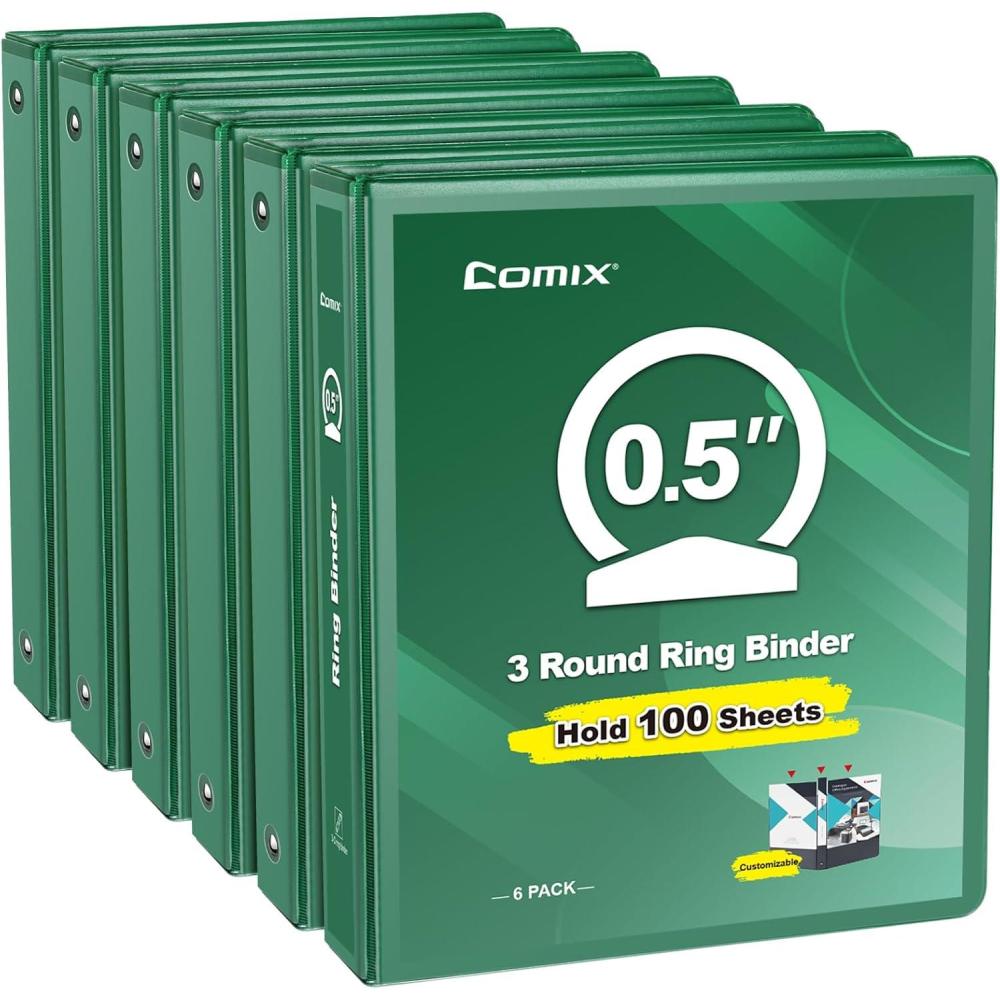 imageCOMIX 3 Ring Binder 1 inch with Clear View Cover 1quot View Binder Holds 200 Sheets of US Letter Size Paper 6 Pack Dark BlueGreen