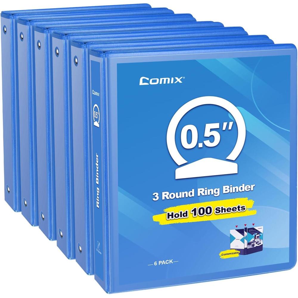 imageCOMIX 3 Ring Binder 1 inch with Clear View Cover 1quot View Binder Holds 200 Sheets of US Letter Size Paper 6 Pack Dark BlueLight Blue