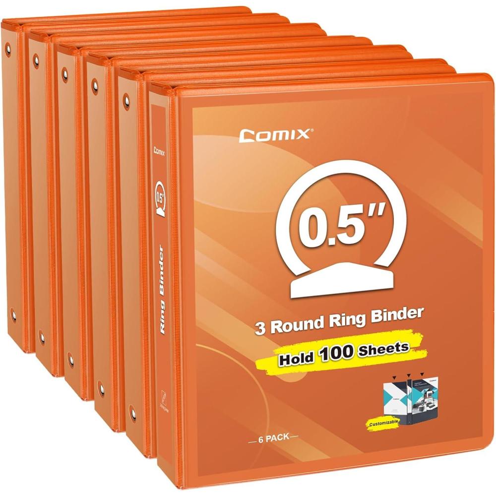 imageCOMIX 3 Ring Binder 1 inch with Clear View Cover 1quot View Binder Holds 200 Sheets of US Letter Size Paper 6 Pack Dark BlueOrange