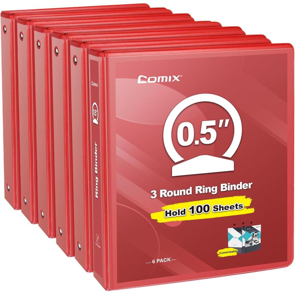 imageCOMIX 3 Ring Binder 1 inch with Clear View Cover 1quot View Binder Holds 200 Sheets of US Letter Size Paper 6 Pack Dark BlueRed