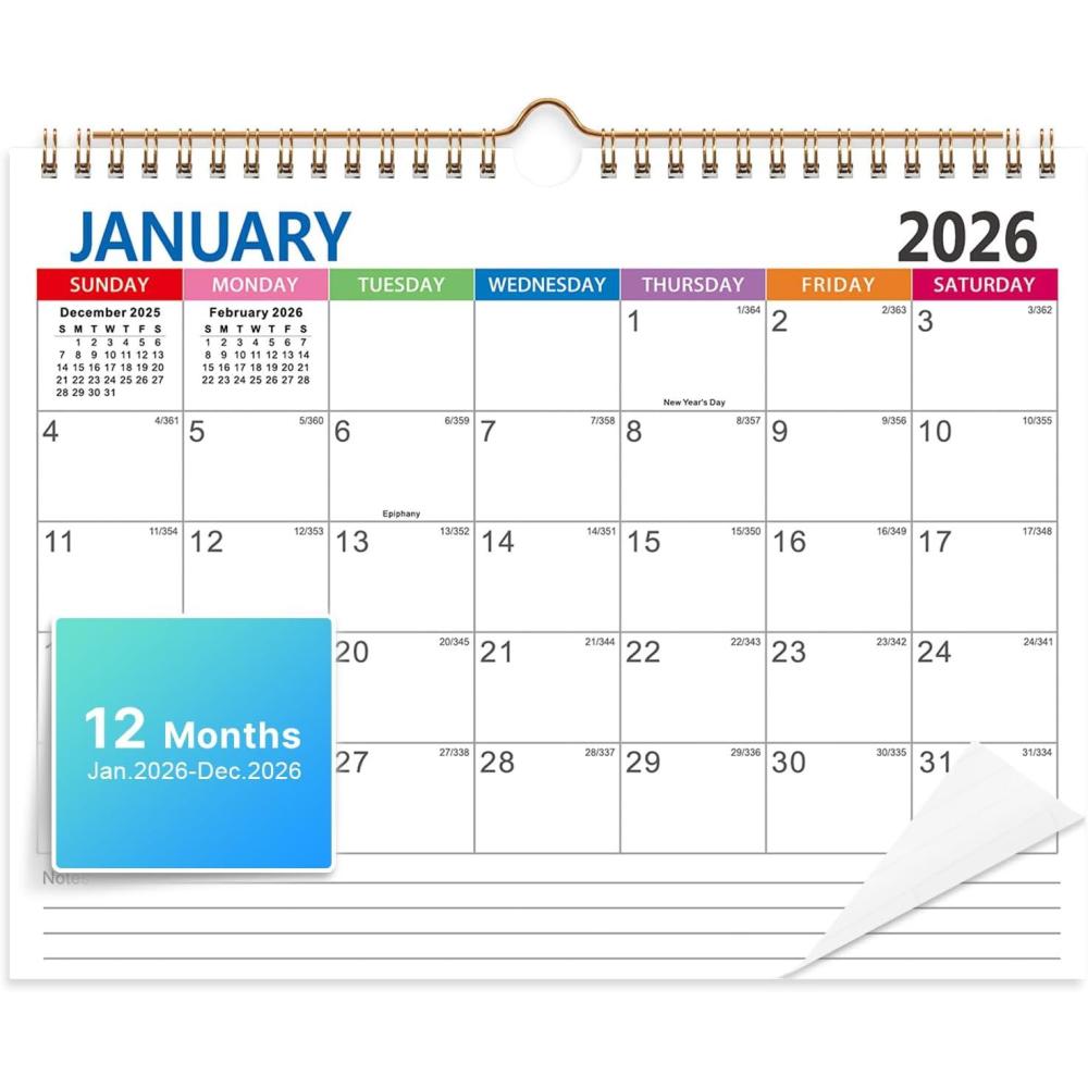 imageComix 2026 Wall Calendar 11x85 Inch 12 Month Jan to Dec 2026 Calendar Monthly Planner with Large Writing Blocks Thick 120GSM Paper for Home ampamp Office PlanningMinimalist Style