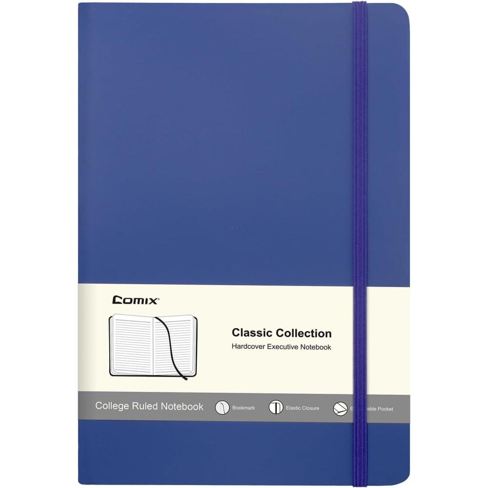 imageComix 6 Pack Lined Journal Notebooks for Work 240 Pages 55quotx83quot Black Hardcover A5 Medium College Ruled Journaling Notebooks for Notestaking Fits for Office School HomeNavy Blue