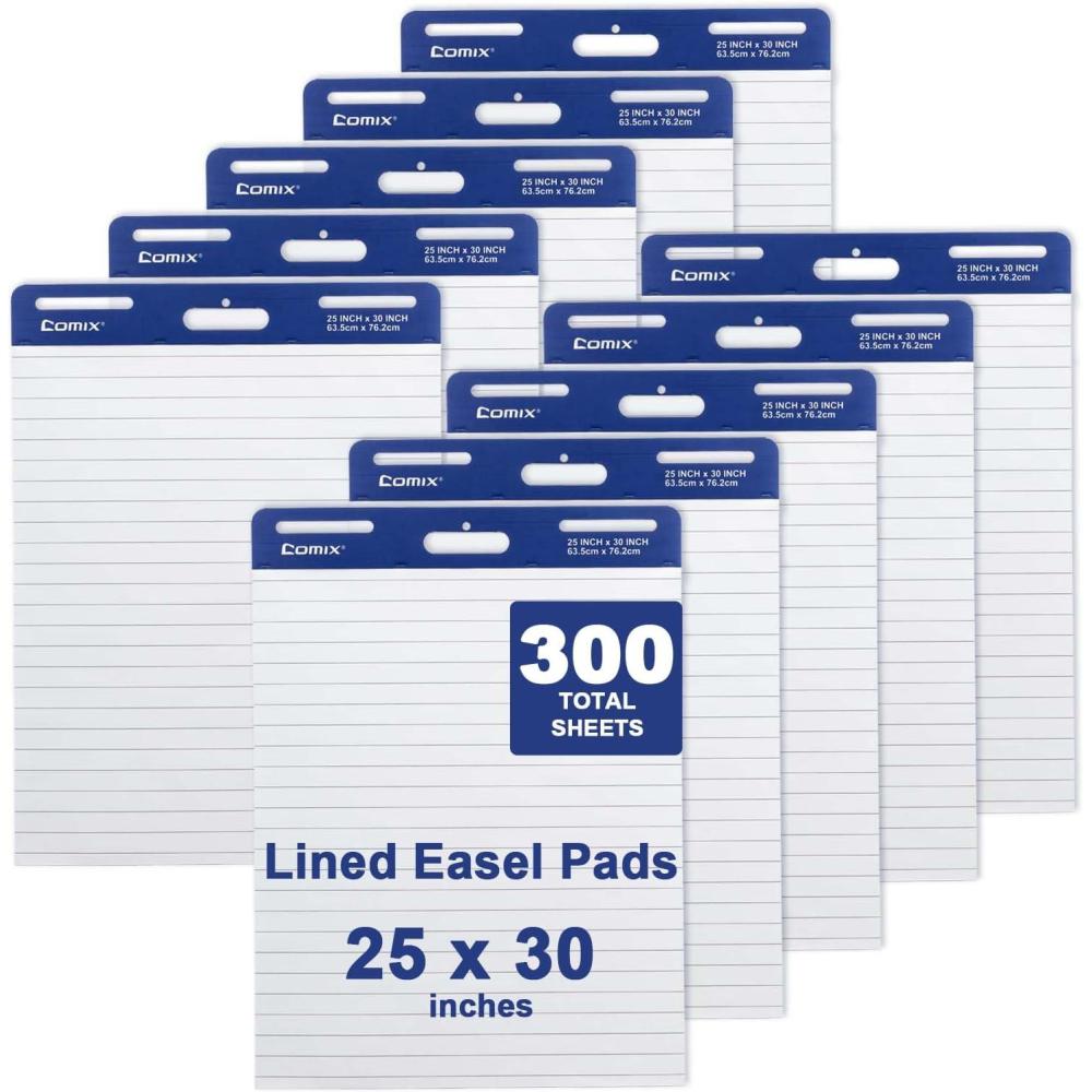 imageComix Lined Sticky Easel Pad 25 x 30 Inches Flip Chart Paper for Teachers Large Self Stick Easel Paper 30 SheetsPad 10 PadsPack