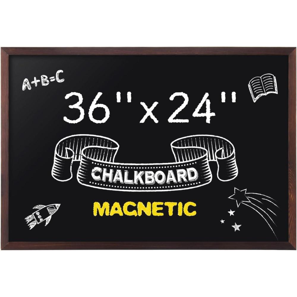 imageComix Magnetic Chalkboard 36 x 24 Inches WoodenFramed Blackboard Hanging Chalk Board for School Office Home and Restaurant Menu36  24
