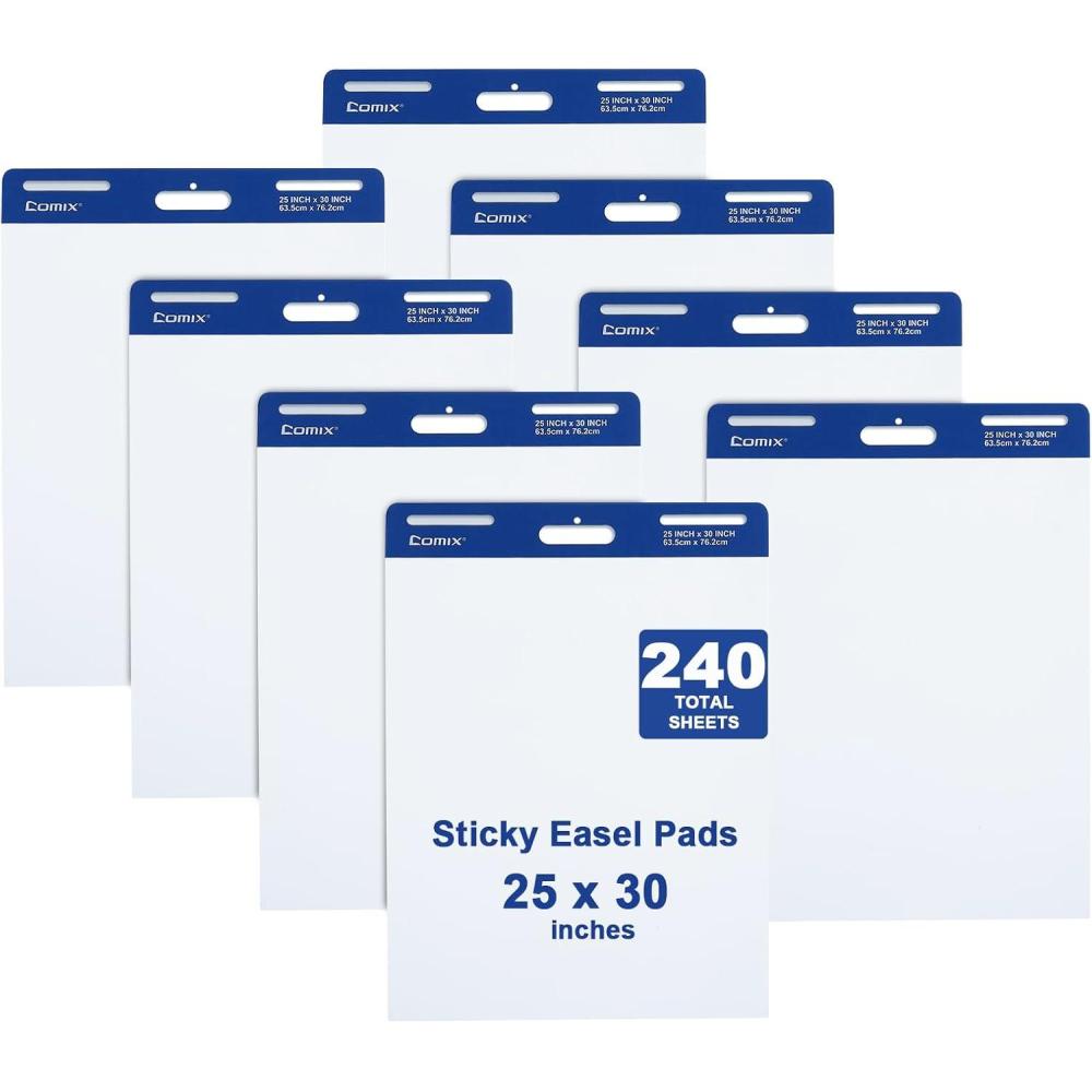 imageComix Sticky Easel Pad 25 x 30 Inches Flip Chart Paper for Teachers Large Self Stick Easel Paper 30 SheetsPad 2 PadsPack8 Packs