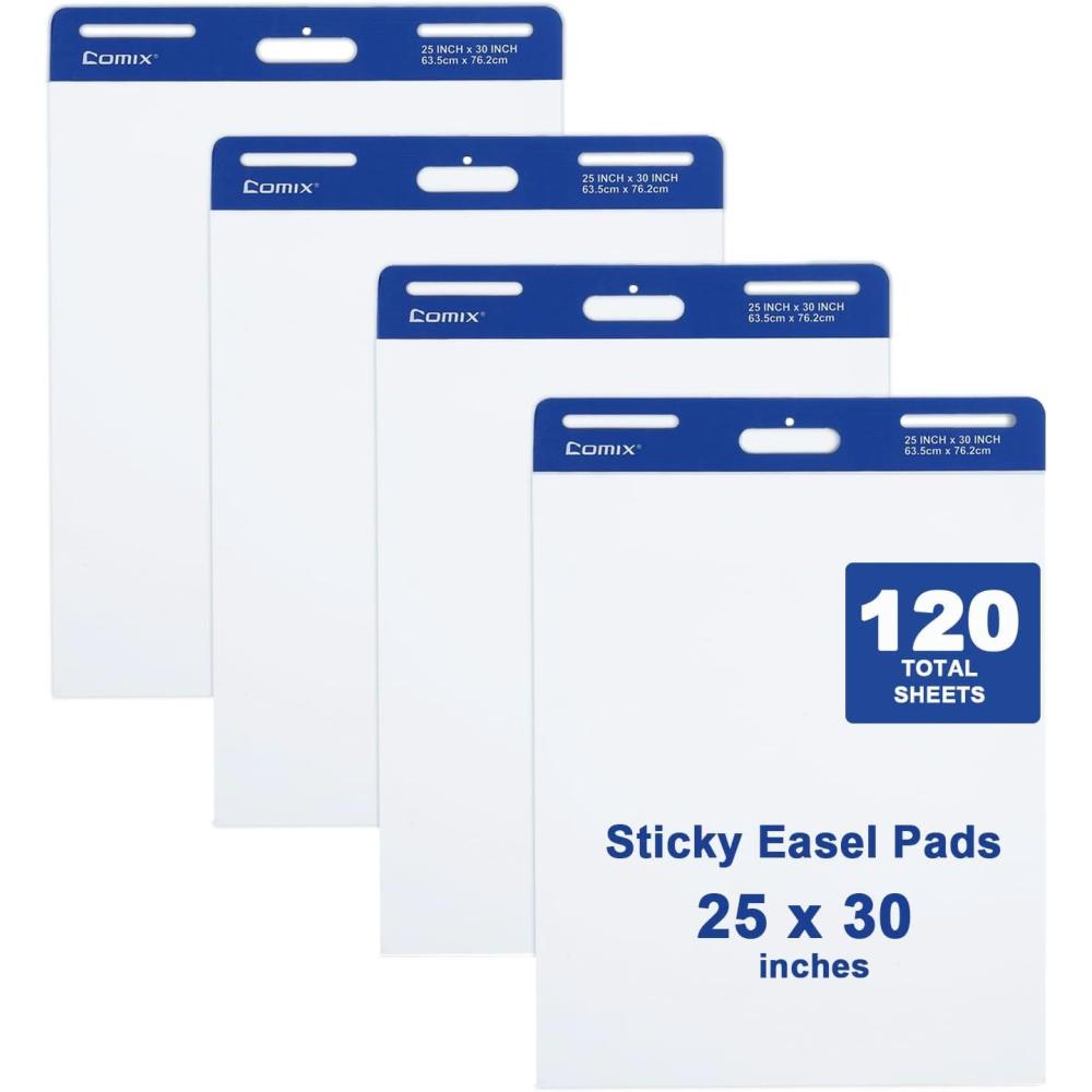 imageComix Sticky Easel Pad 25 x 30 Inches Flip Chart Paper for Teachers Large Self Stick Easel Paper for Office School Classroom Supplies 30 SheetsPad 4 PadsPack4 Packs