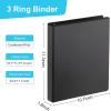 COMIX 3 Ring Binder,1.5 inch Slant-D Clear View Cover with Pockets, Holds 350 Sheets of US Letter Size Paper, White Binder for School Office and Home, 6 Pack(Black)