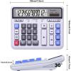 Comix Desktop Calculator Solar Battery Dual Power with 12-Digit Large LCD Display and Large Computer Keys Standard Function Calculator for Home Office School, White(White)