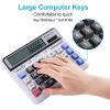 Comix Desktop Calculator Solar Battery Dual Power with 12-Digit Large LCD Display and Large Computer Keys Standard Function Calculator for Home Office School, White(White)
