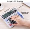 Comix Desktop Calculator Solar Battery Dual Power with 12-Digit Large LCD Display and Large Computer Keys Standard Function Calculator for Home Office School, White(White)